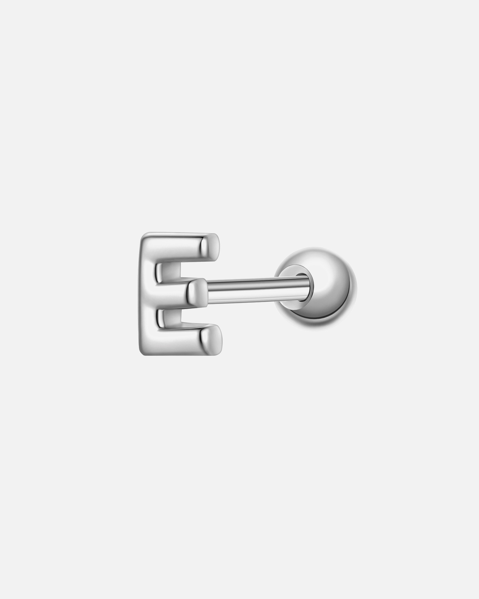 Boucle d'oreilles for FemmePiercing Lettre E en argent sterling en argent4,0 mm