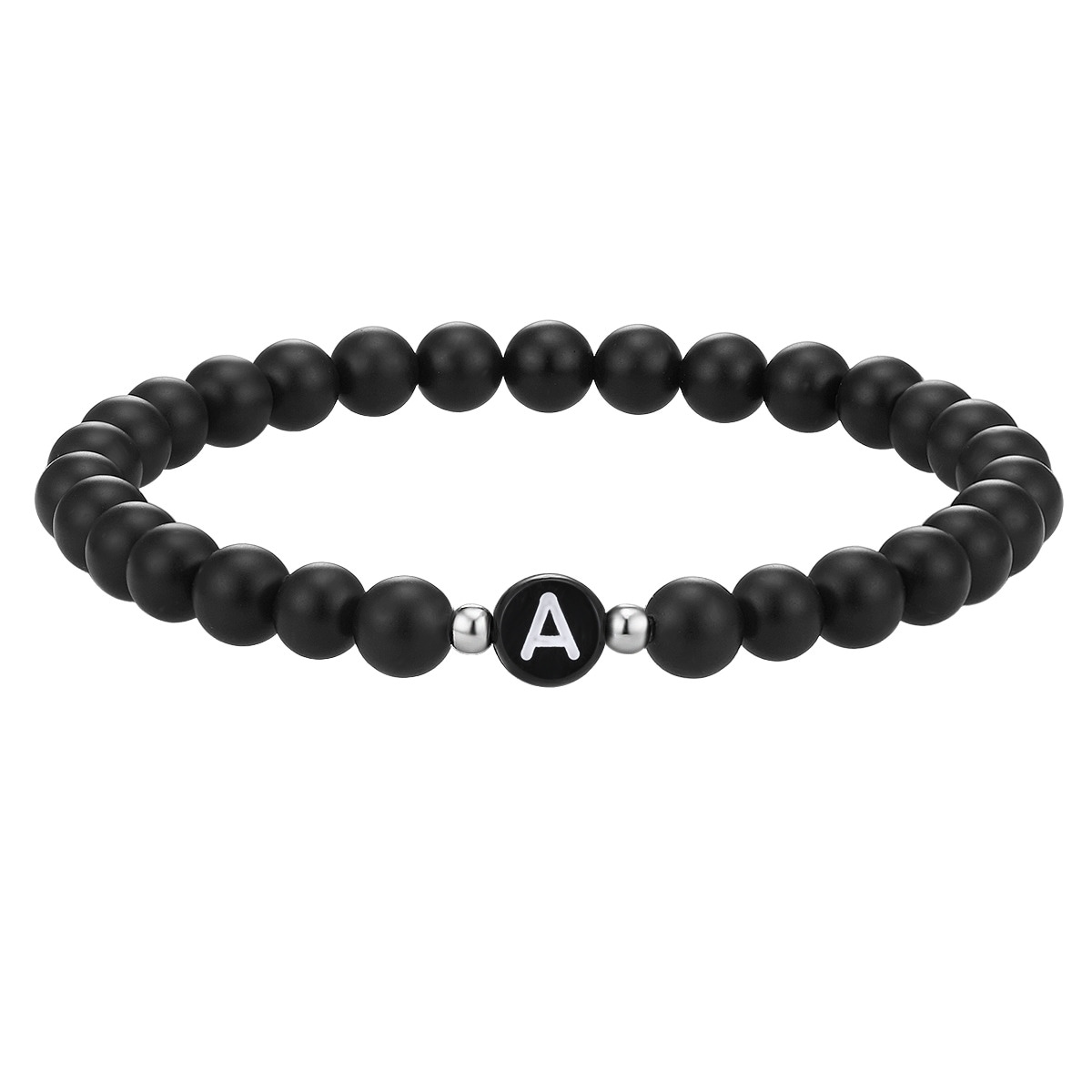 Armband Buchstaben Achat in Schwarz
