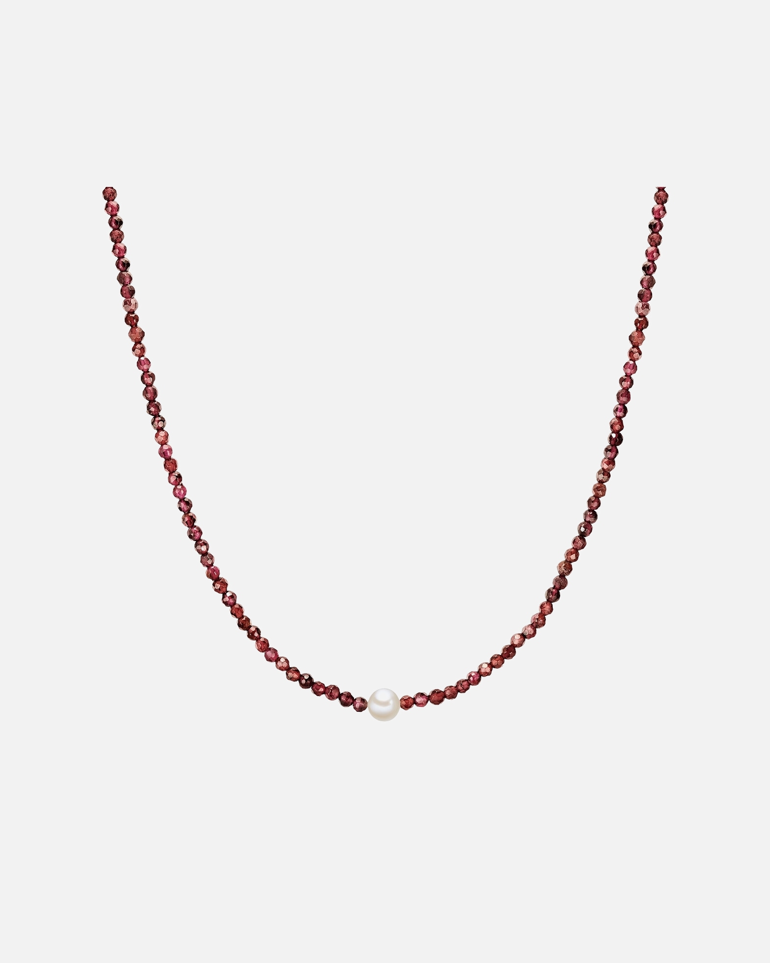 Collier for FemmeChaîne Argent sterling Grenat Perle de culture d'eau douce en Argent40,0 cm Basiskette + 5,0 cm Verlängerung