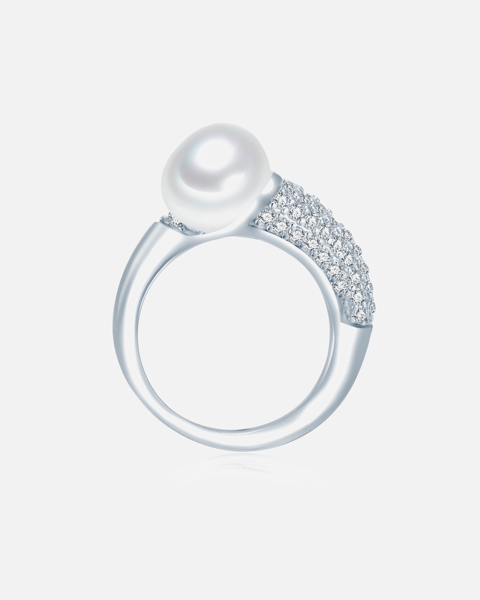 Bague for FemmeValero PearlsBague avec perle Argent sterling Oxyde de zirconium (CZ) Perle de culture d'eau douce en Argent56