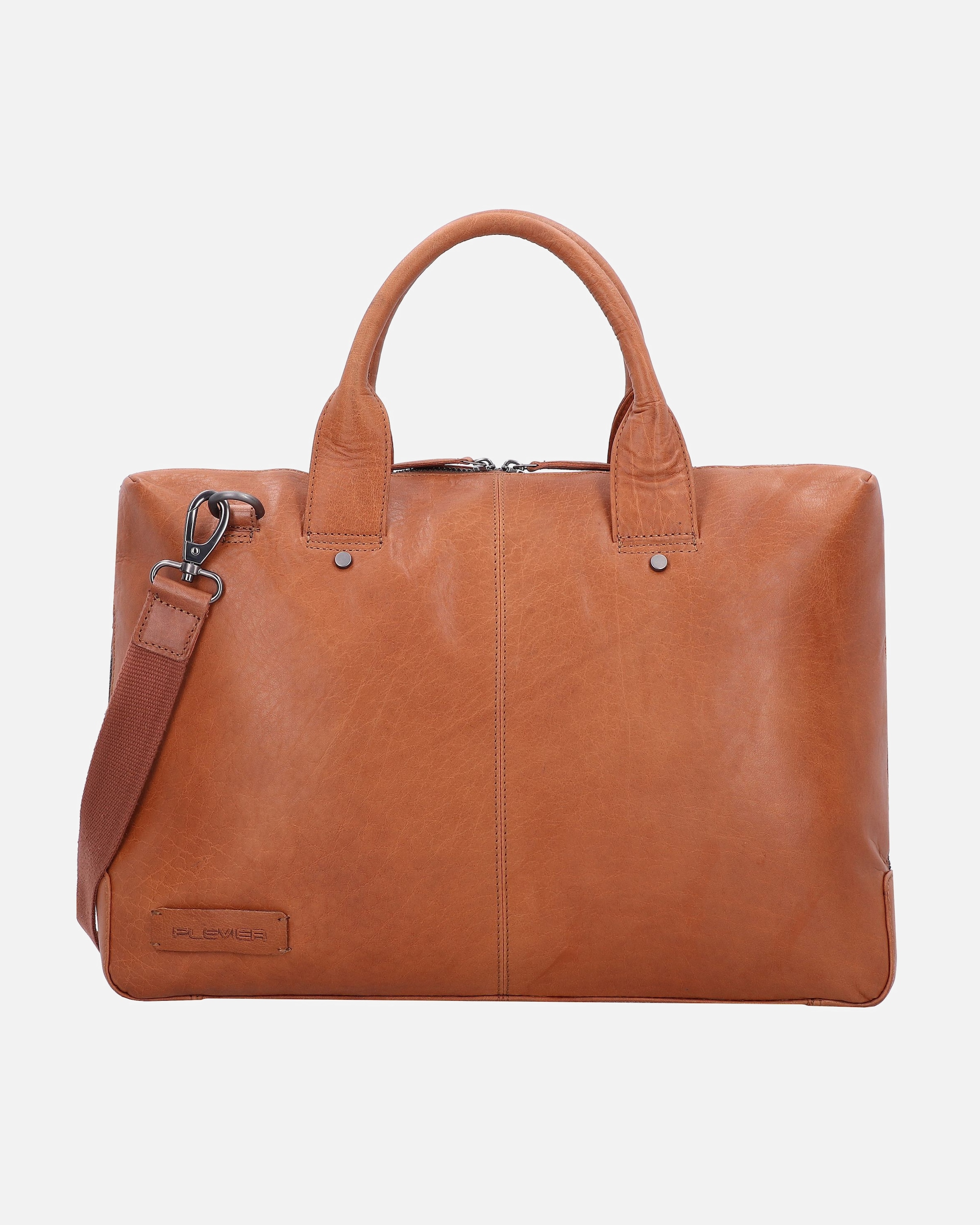 Laptoptasche für Männlich Plevier Rock Basalt Aktentasche Leder 41 cm Laptopfach cognac