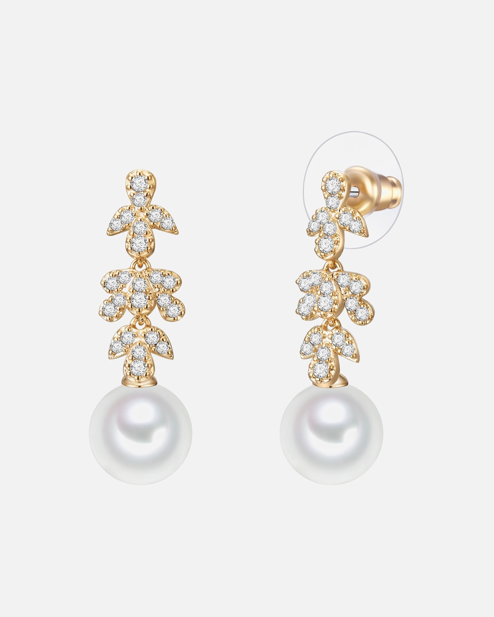 Boucle d'oreilles for FemmeLulu & JaneBoucles d'oreille en perle Laiton Oxyde de zirconium (CZ) Perles organiques en Or jaune31,1 mm