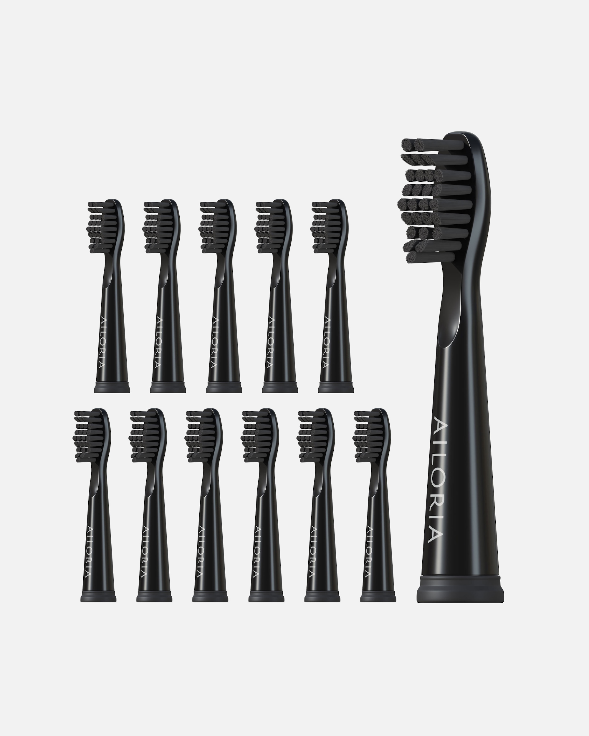 Zahnbürste für Unisex Ailoria Flash Travel Replacement Ersatzbürstenköpfe Weiß 12er Set schwarz / schwarz