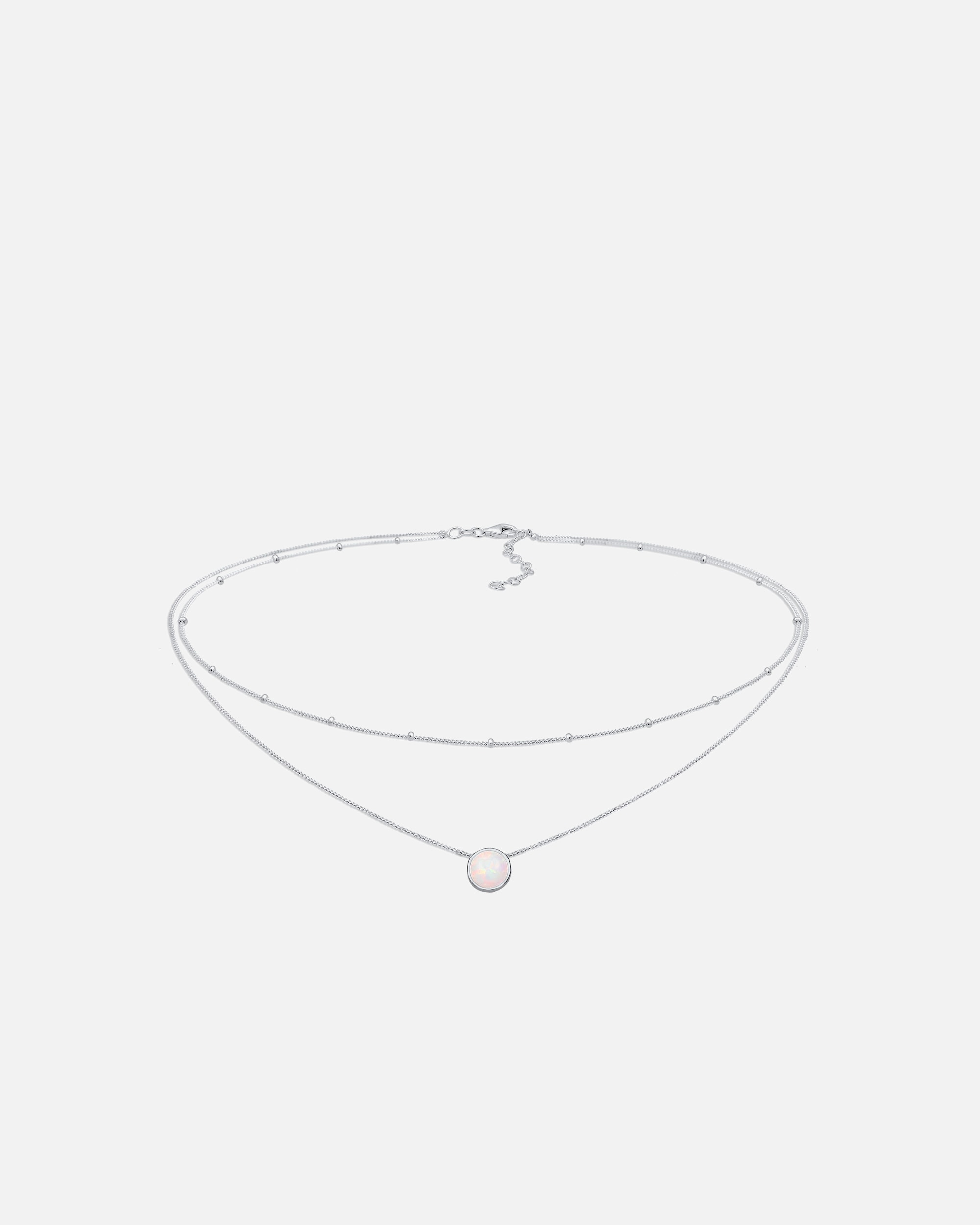 Halskette für Weiblich Elli Choker Layer Opal Kugelkette 925 Sterling Silber silberfarben