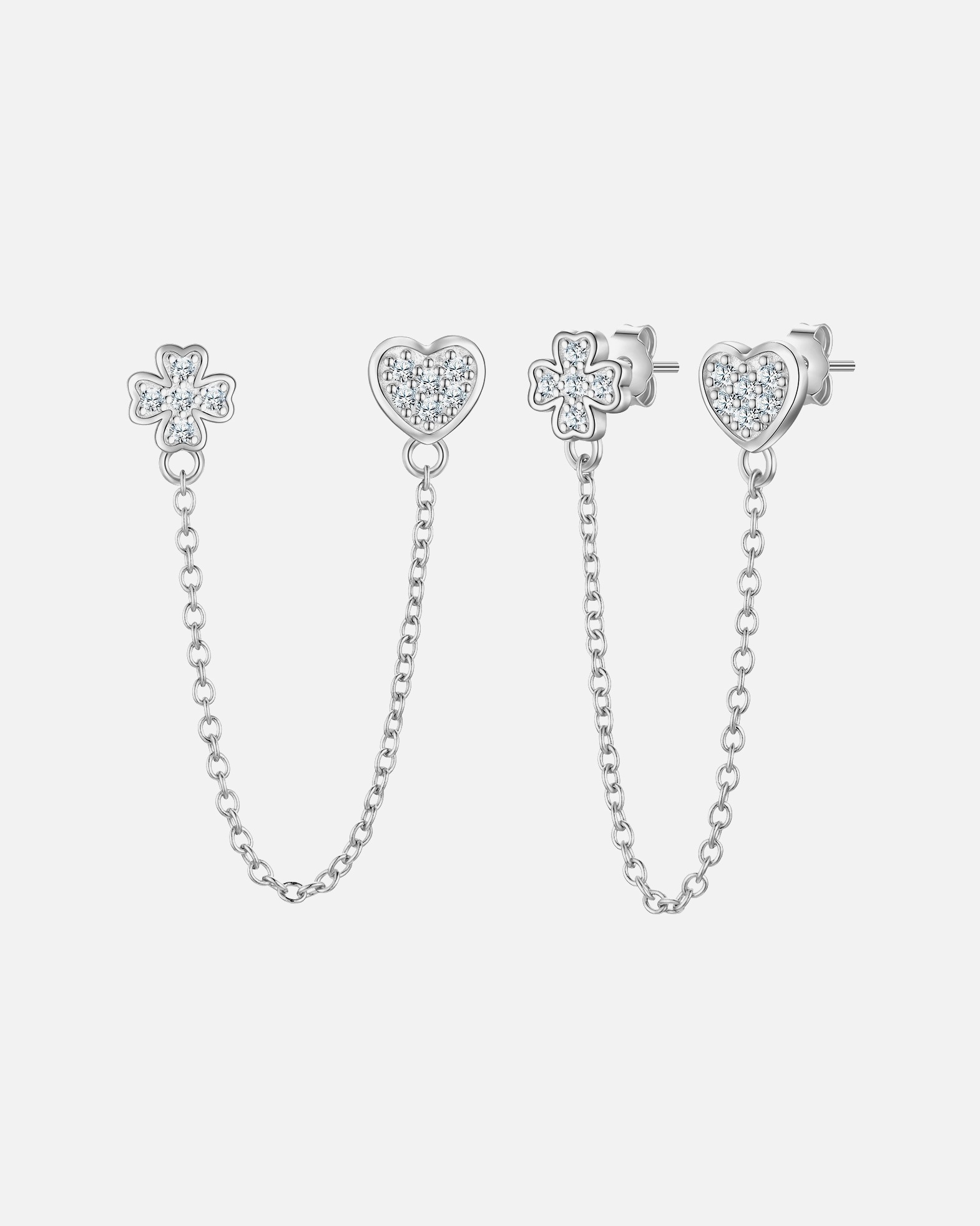 Boucle d'oreilles for FemmeBoucles d´oreilles coeur/trèfle en Argent sterling en Argent7,6/7,7 mm