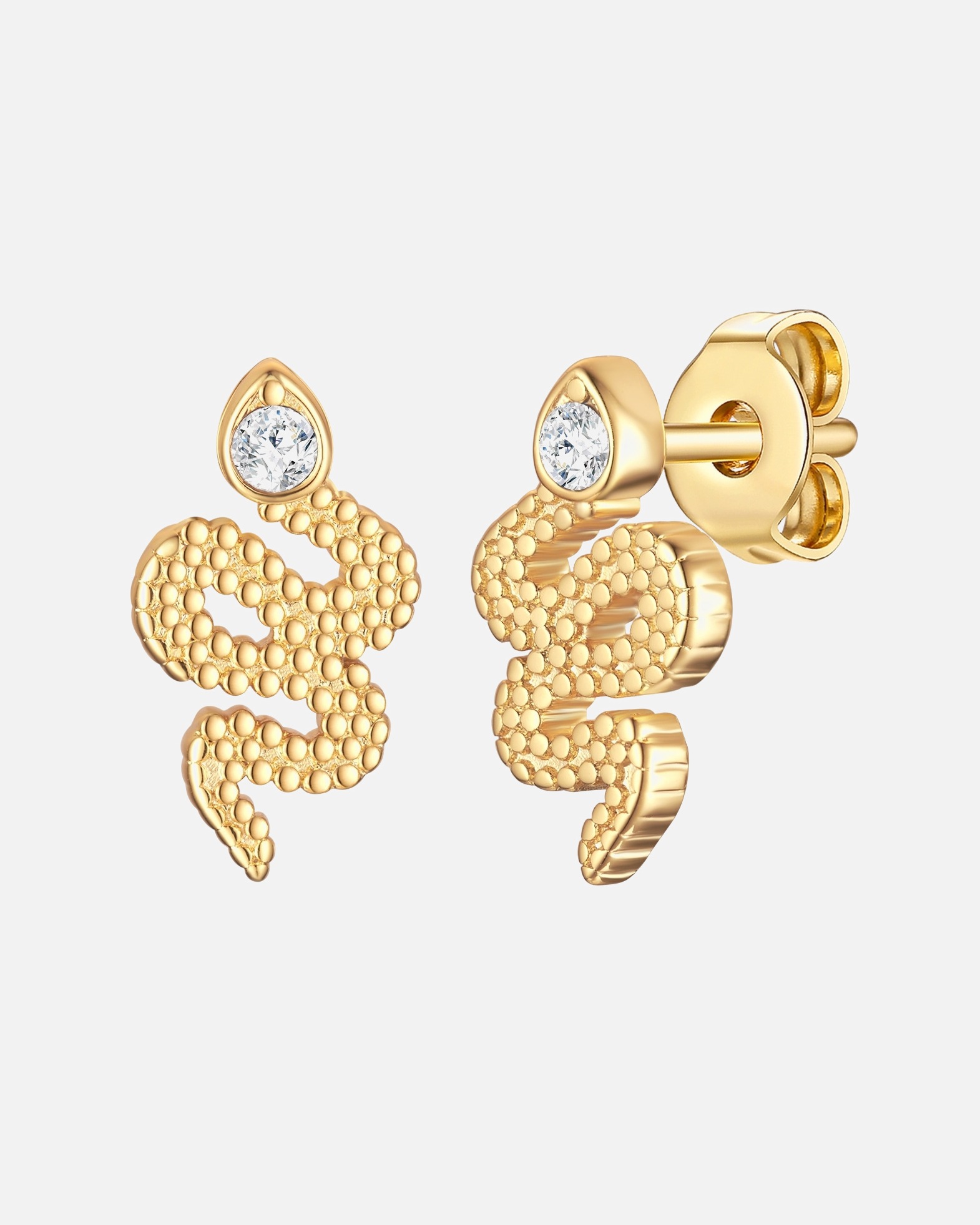 Ohrringe für Weiblich Ohrstecker Schlange aus Metall in Gelbgold mit verziert mit Kristallen von Swarovski® 13,7 mm