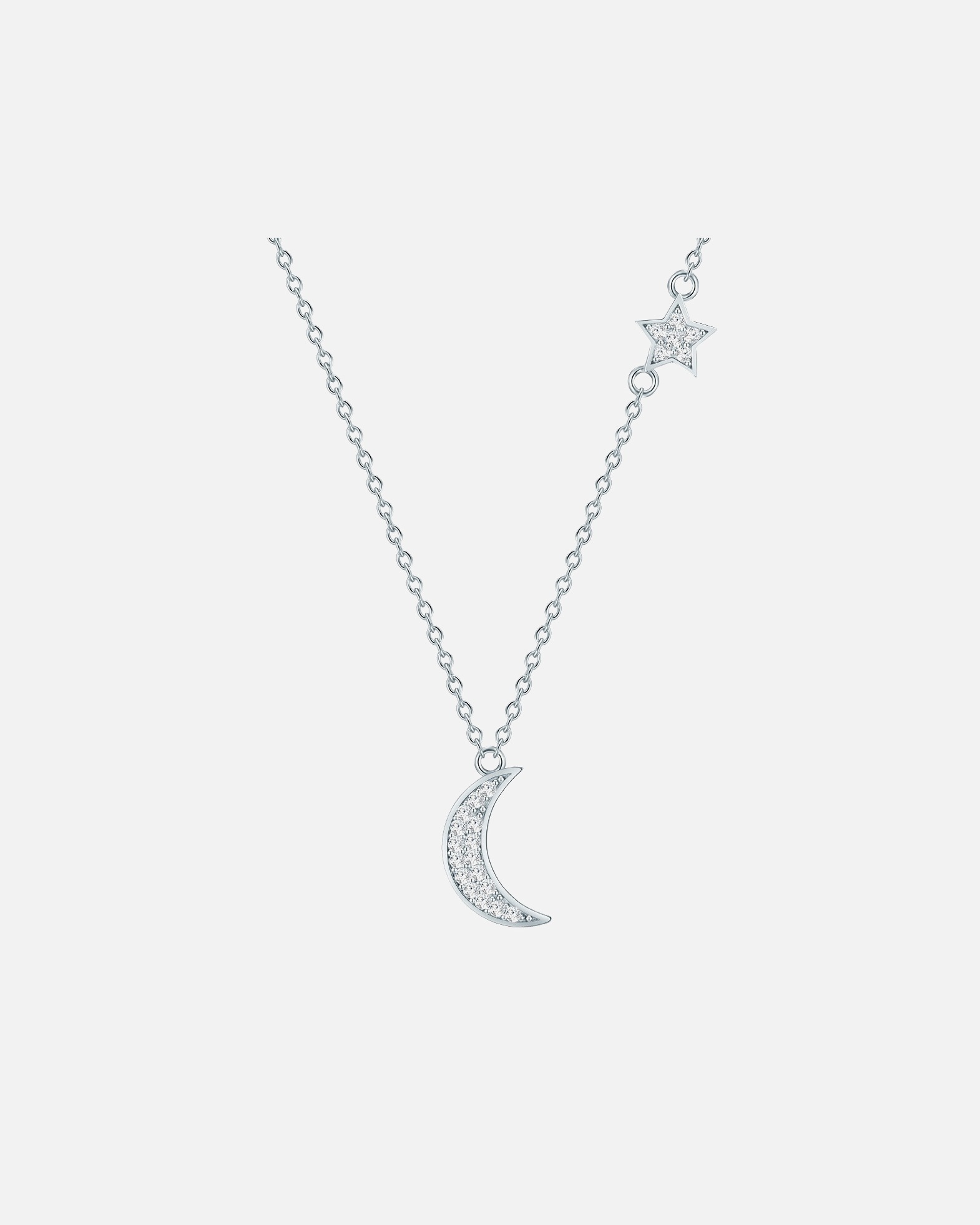 Collier for FemmeChaîne Lune, étoiles Argent sterling Oxyde de zirconium (CZ) en Argent40,0 cm Basiskette + 5,0 cm Verlängerung