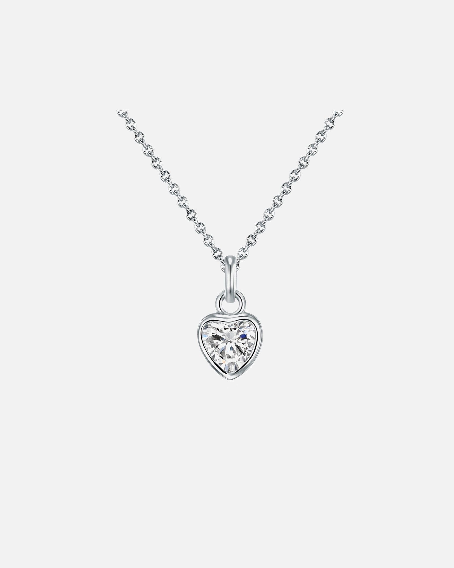 Collier for FemmeCollier en argent Coeur Argent sterling Oxyde de zirconium (CZ) en Argent45 cm + 5 cm