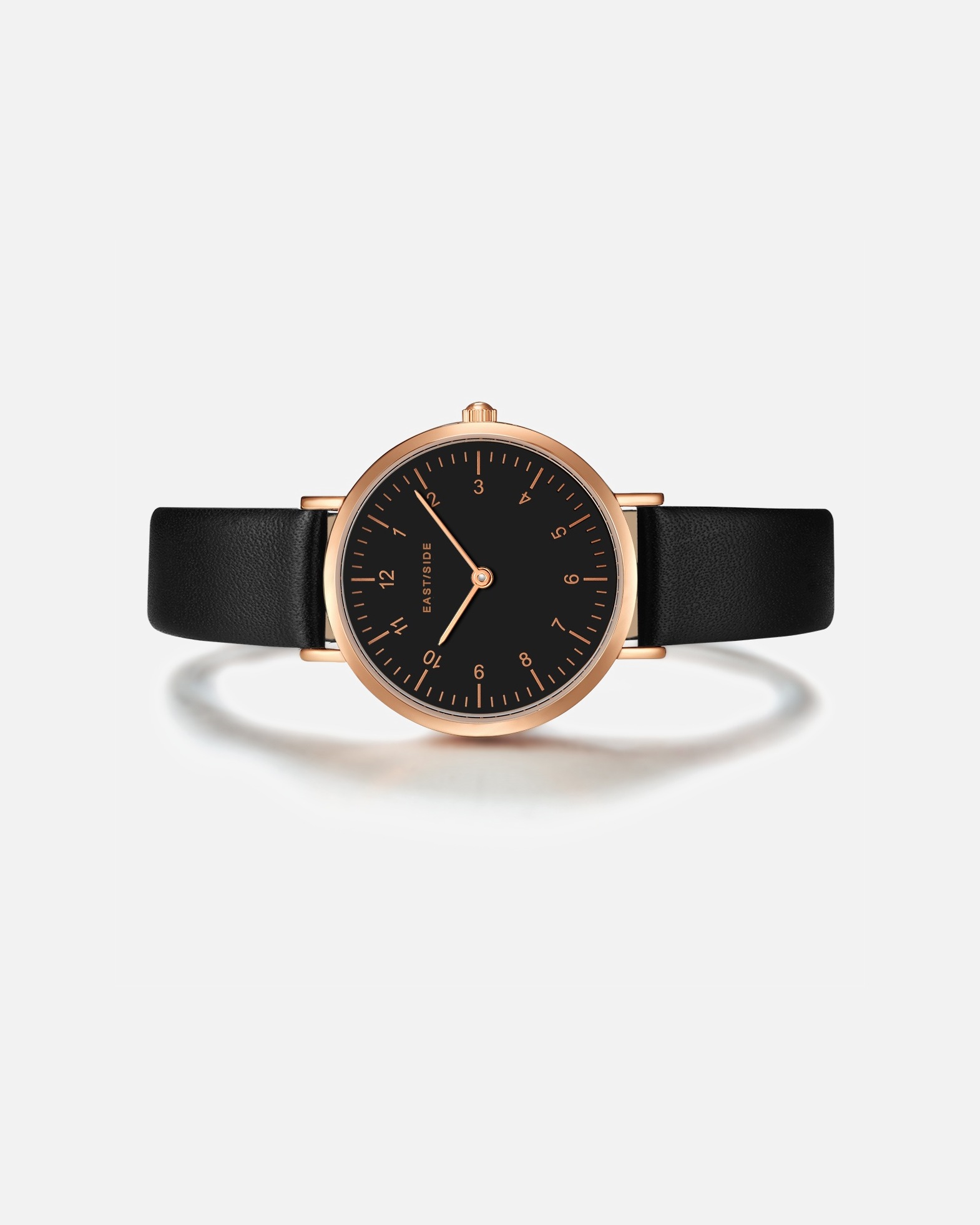 Uhr für Weiblich EASTSIDE Quarzuhr Rosehill in Roségold Echtleder in Schwarz 32,1 mm