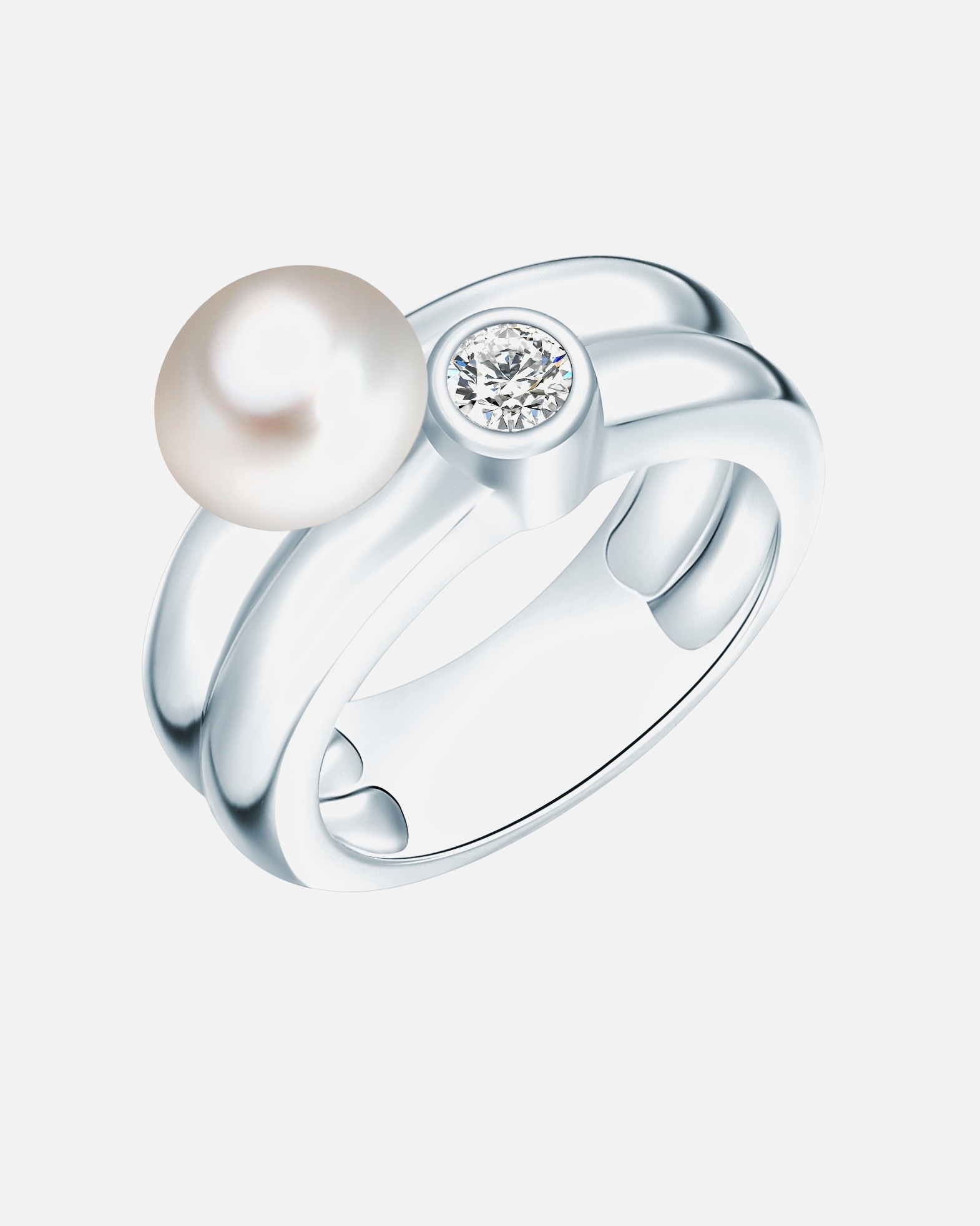Bague for FemmeValero PearlsBague avec perle Argent sterling Oxyde de zirconium (CZ) Perle de culture d'eau douce en Argent54