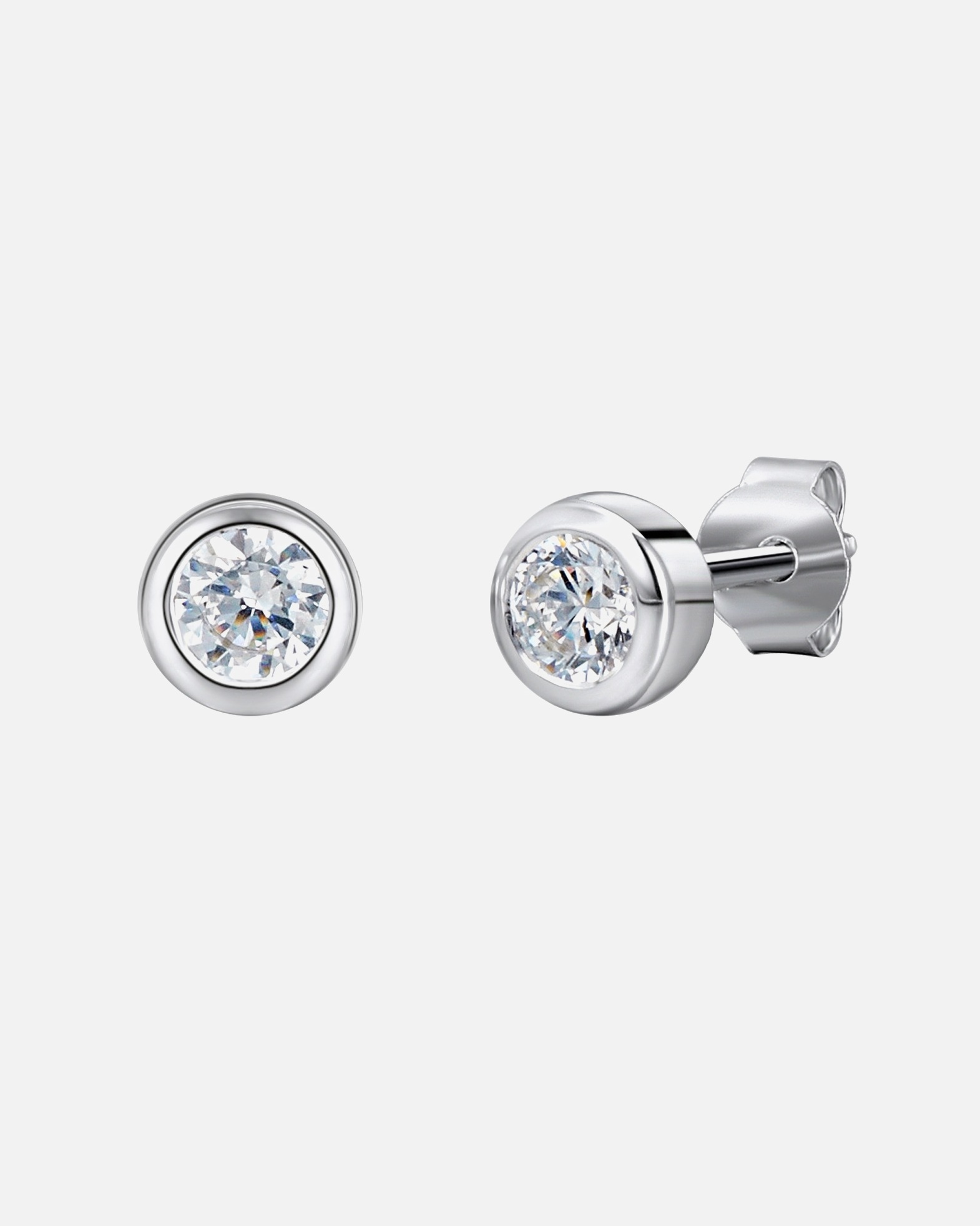 Boucle d'oreilles for FemmePuces d'oreilles en argent Argent sterling Oxyde de zirconium (CZ) en Argent5,8 mm