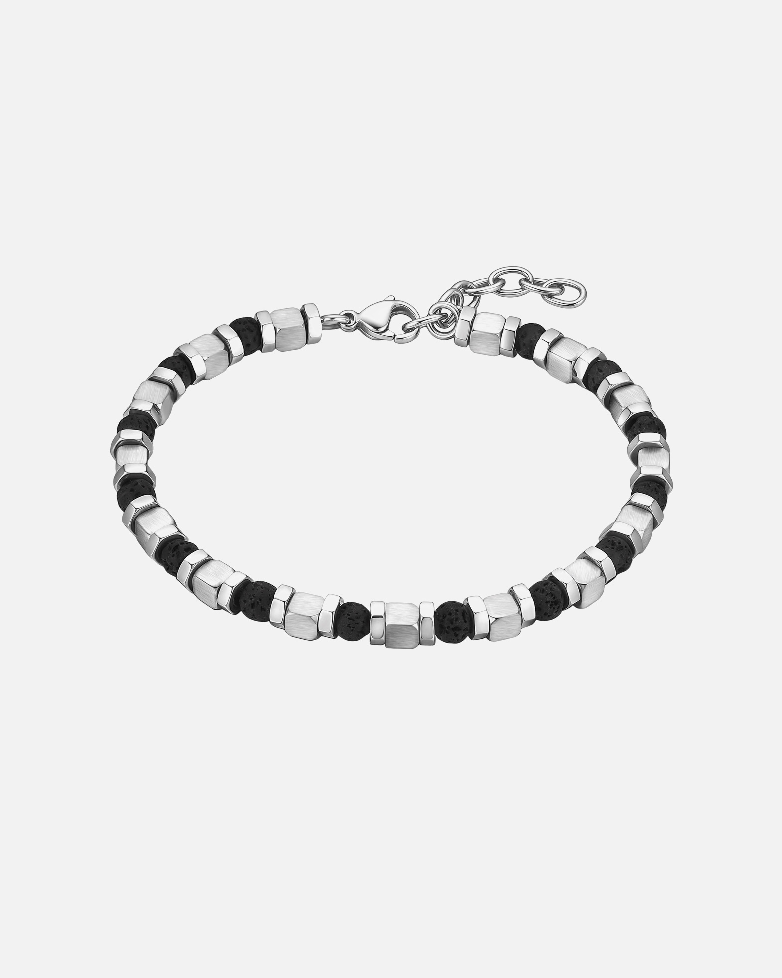 Bracelet for HommeTrue RebelsBracelet en acier inoxydable en argent avec pierre de lave19,0 cm Basislänge + 3,0 cm Verlängerung