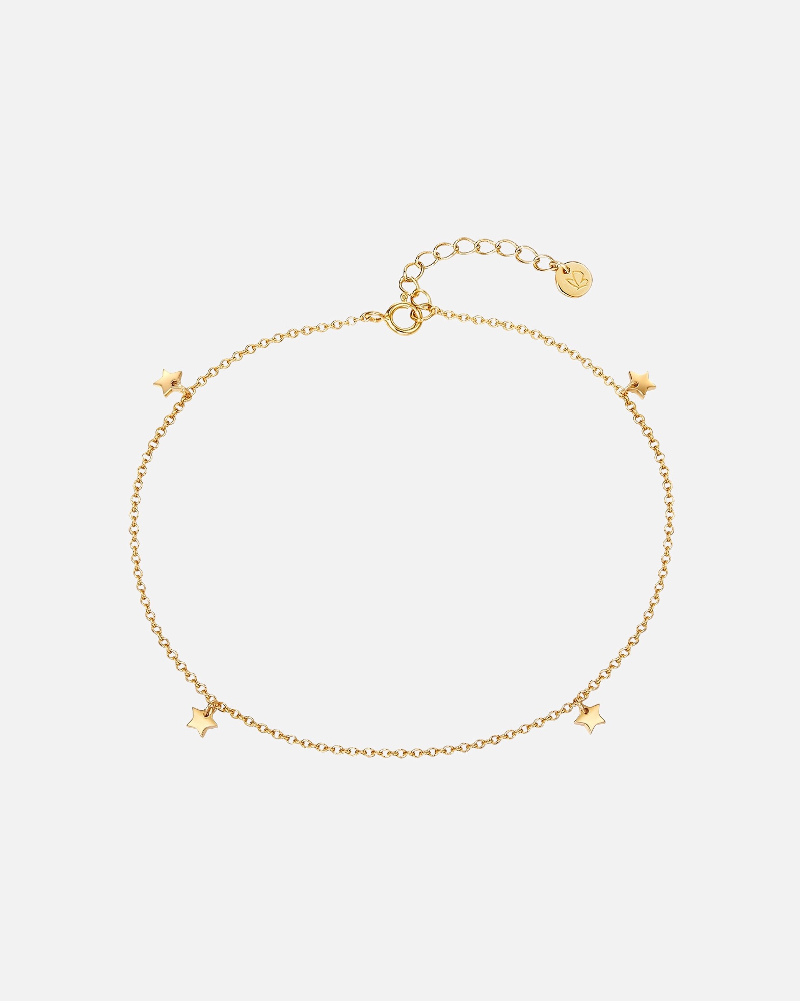 Bijoux for FemmeBracelet de cheville en argent Étoilé Argent sterling en Or jaune22,0 cm Basiskette + 3,0 cm Verlängerung