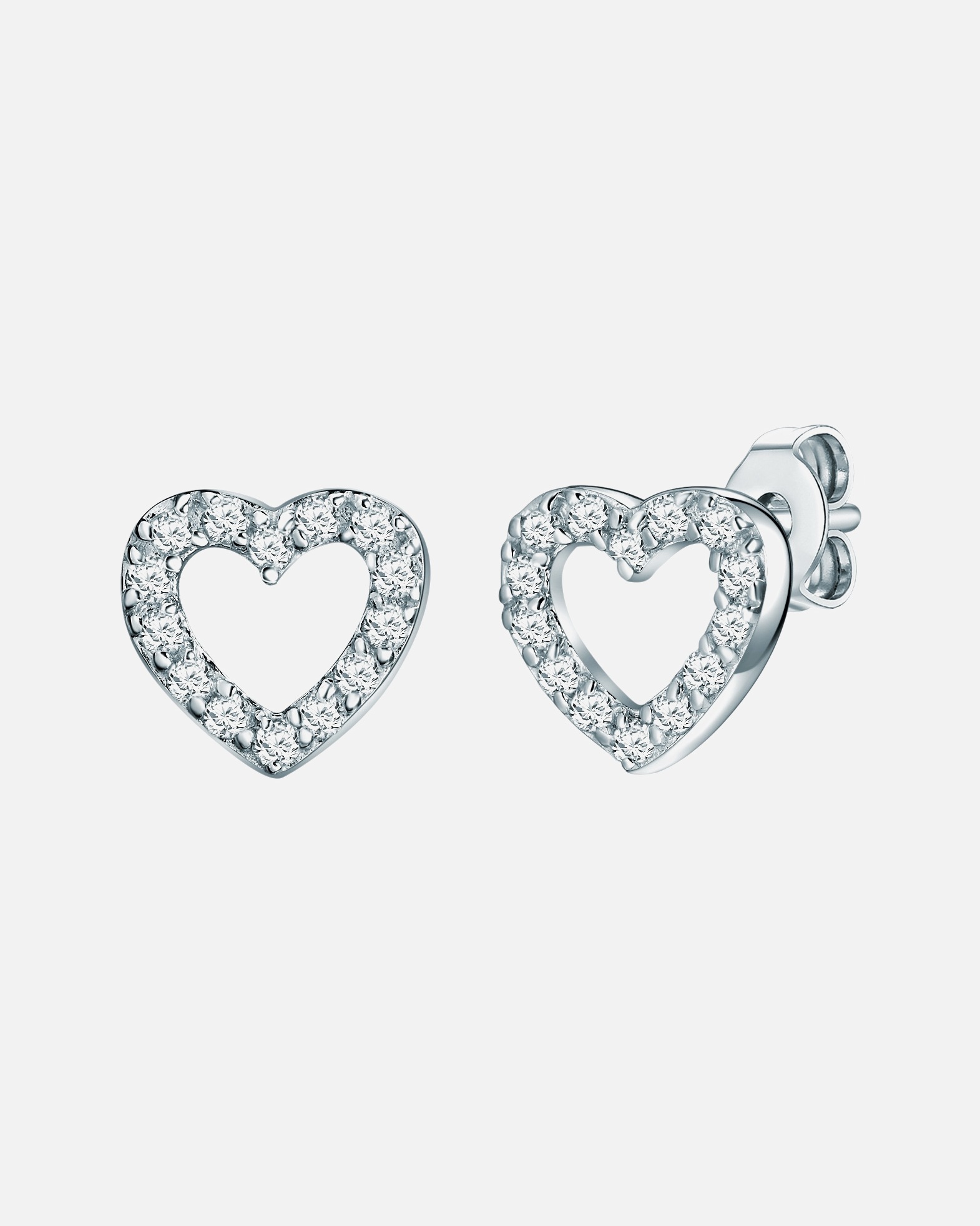 Boucle d'oreilles for FemmePuces d'oreilles en argent Coeur Argent sterling Oxyde de zirconium (CZ) en Argent8,5 mm