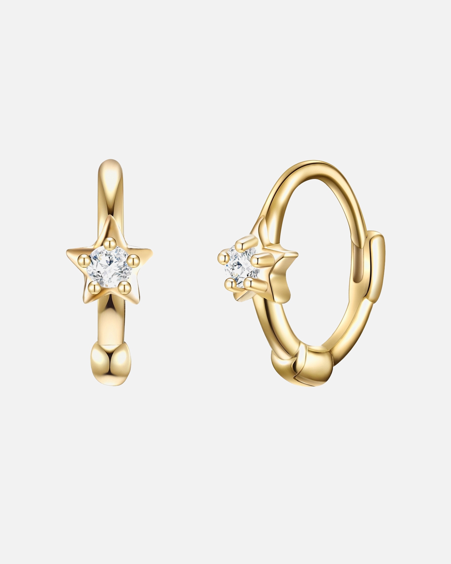 Boucle d'oreilles for FemmeGlanzstücke MünchenCréoles en argent Étoilé Argent sterling Oxyde de zirconium (CZ) en Or jaune9,6 mm