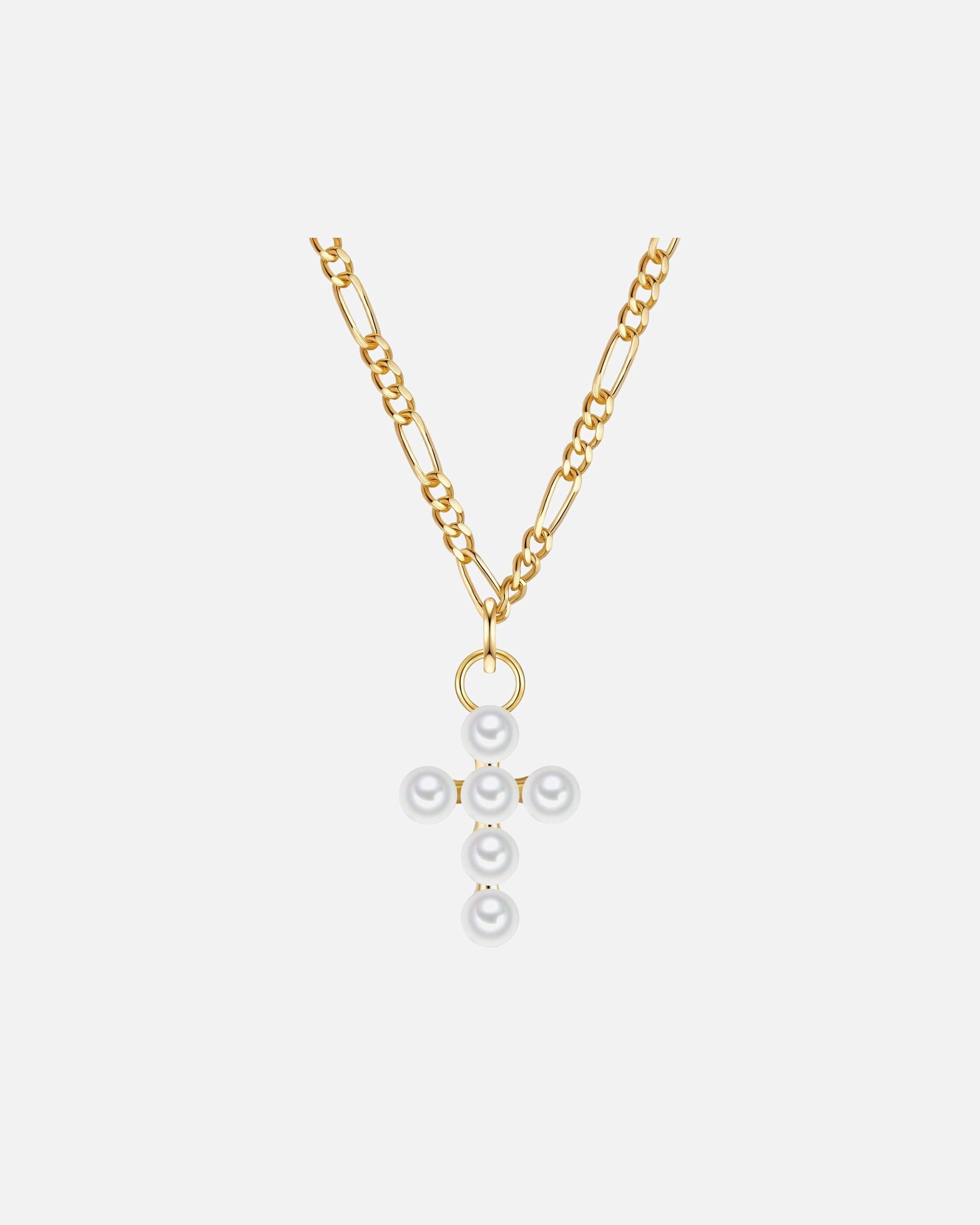 Collier for FemmeCollier Croix en argent sterling en or jaune avec perle de culture d'eau douce43,0 cm Basiskette + 5,0 cm Verlängerung