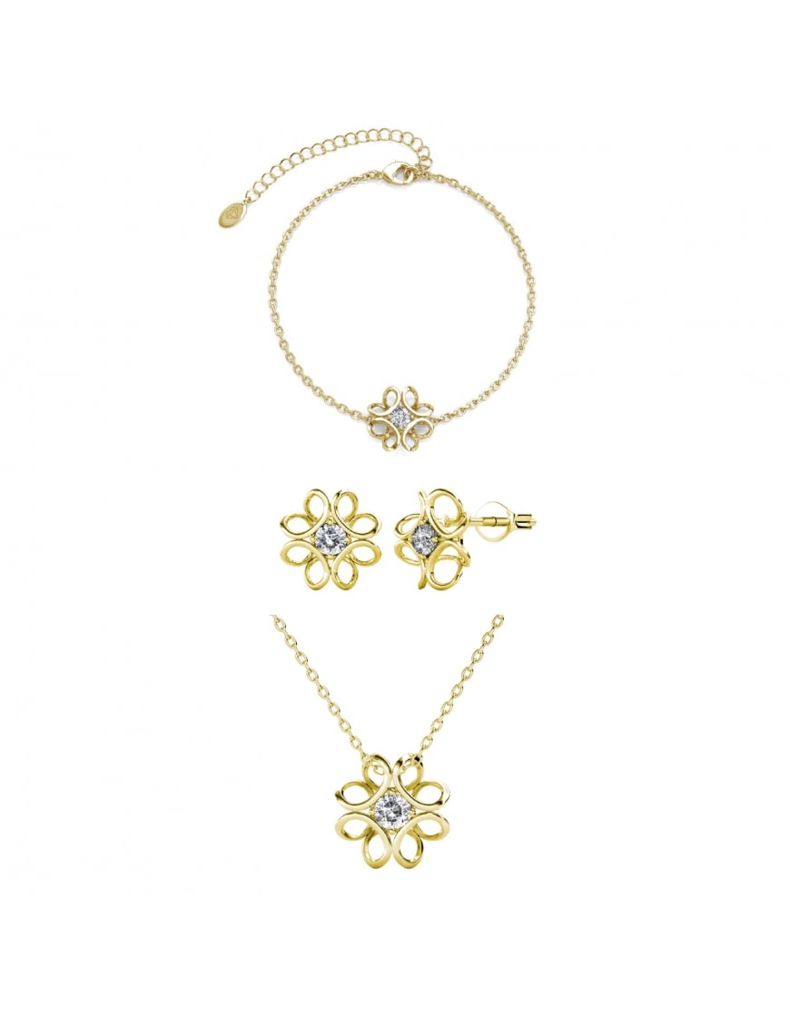Schmuckset Daffodil 3 bijoux, Cristal d'autriche - Gold - 12.2 mm