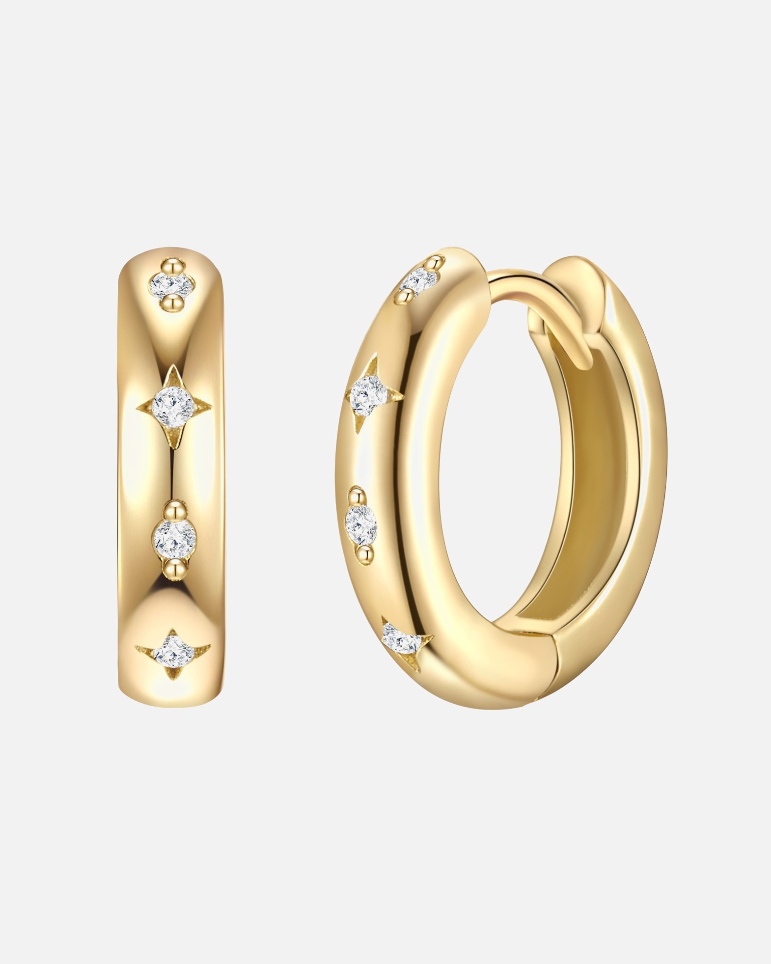 Créoles for FemmeGlanzstücke MünchenCréoles en argent Argent sterling Oxyde de zirconium (CZ) en Or jaune12,6 mm