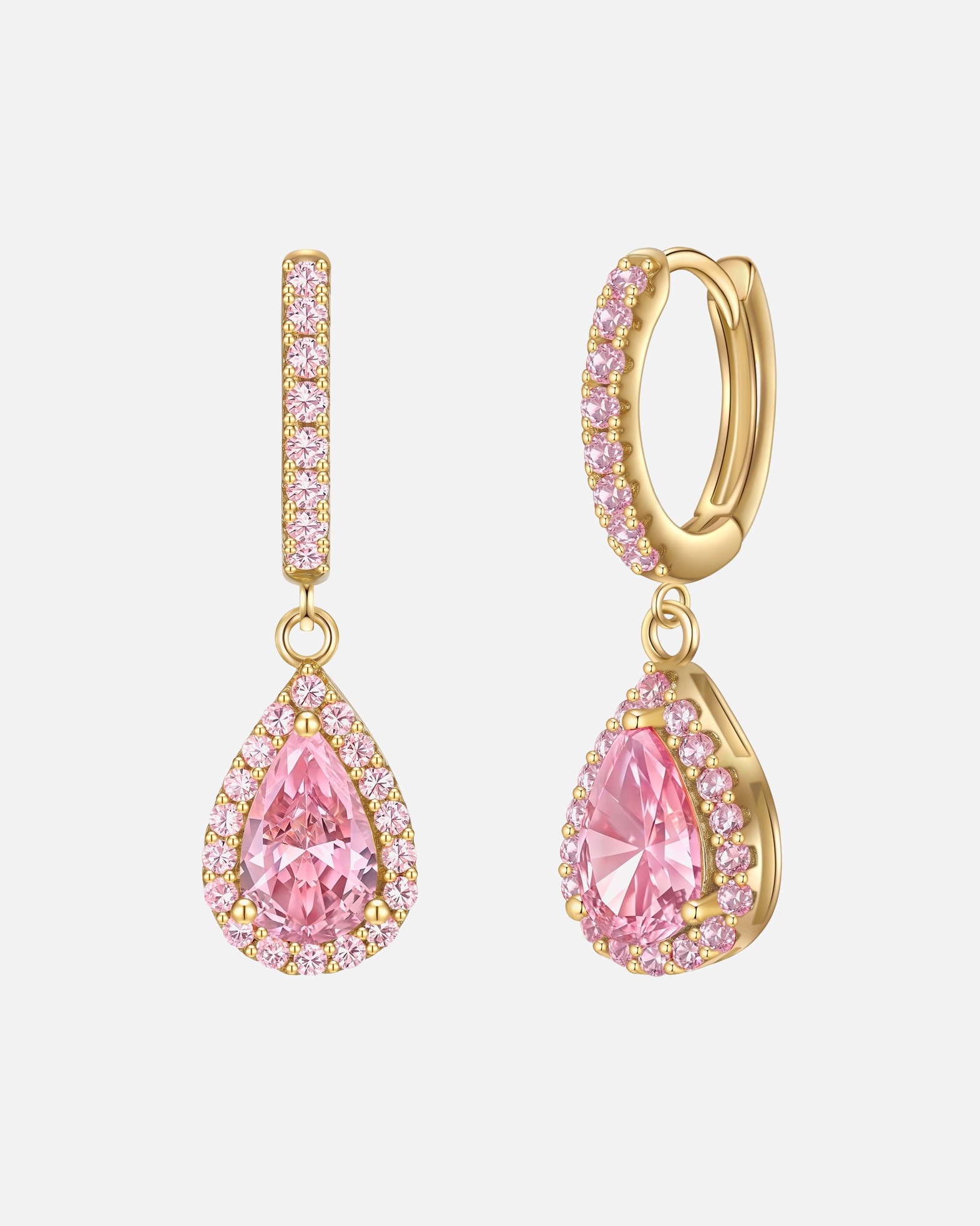 Creolen für Weiblich Creolen Sterling Silber gelbgold Zirkonia pink 26,5 mm