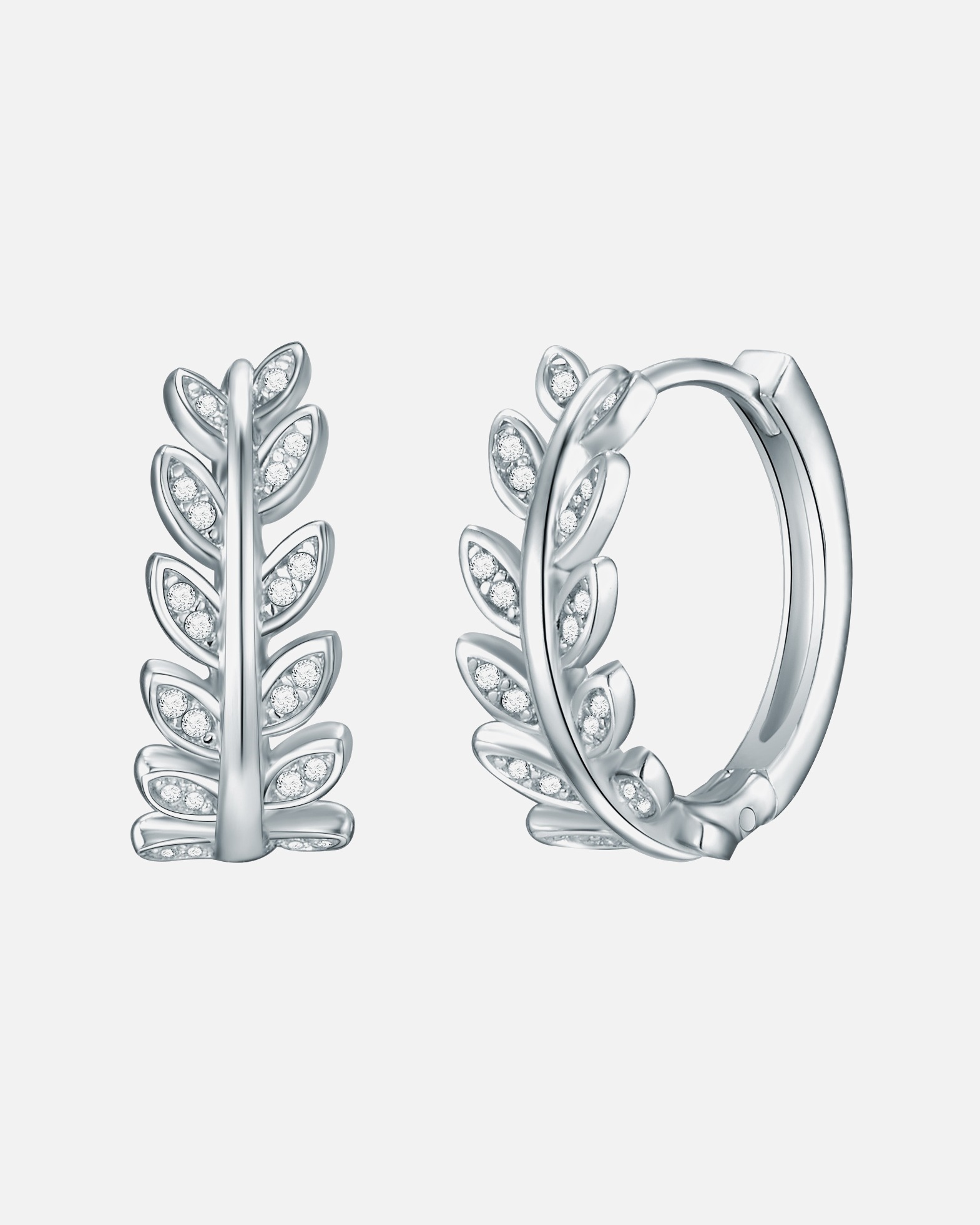 Créoles for FemmeCréoles en argent Feuilles étincelantes Argent sterling Oxyde de zirconium (CZ) en Argent15,5 mm