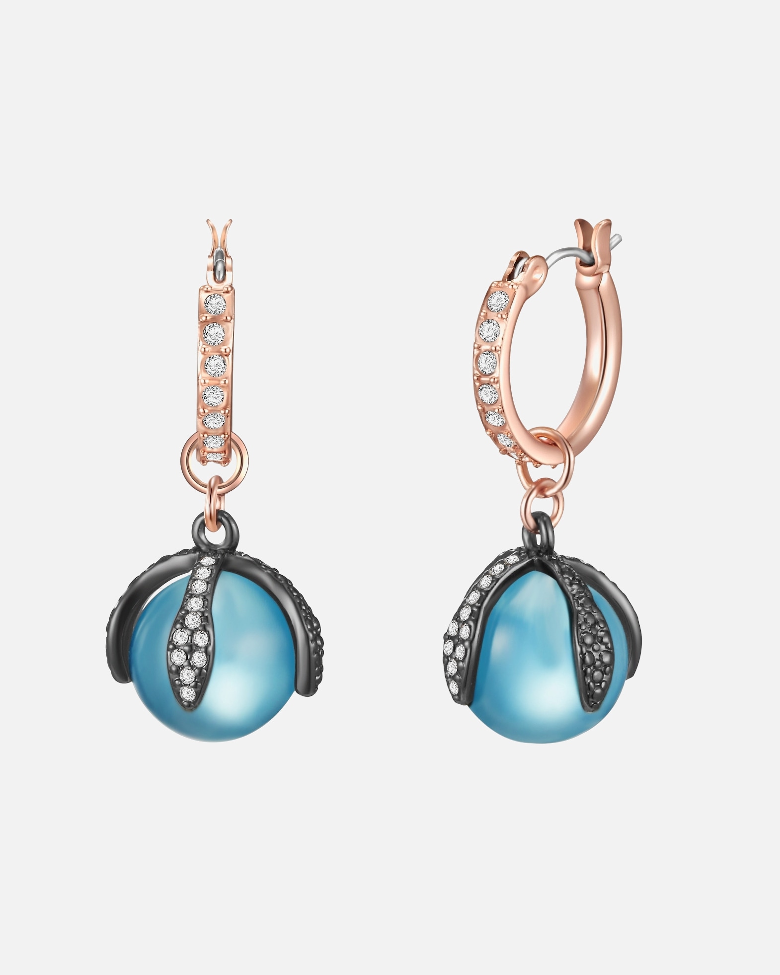 Creolen für Weiblich Creolen Metall-Legierung verziert mit Kristallen von Swarovski ® in Roségold 33,7 mm