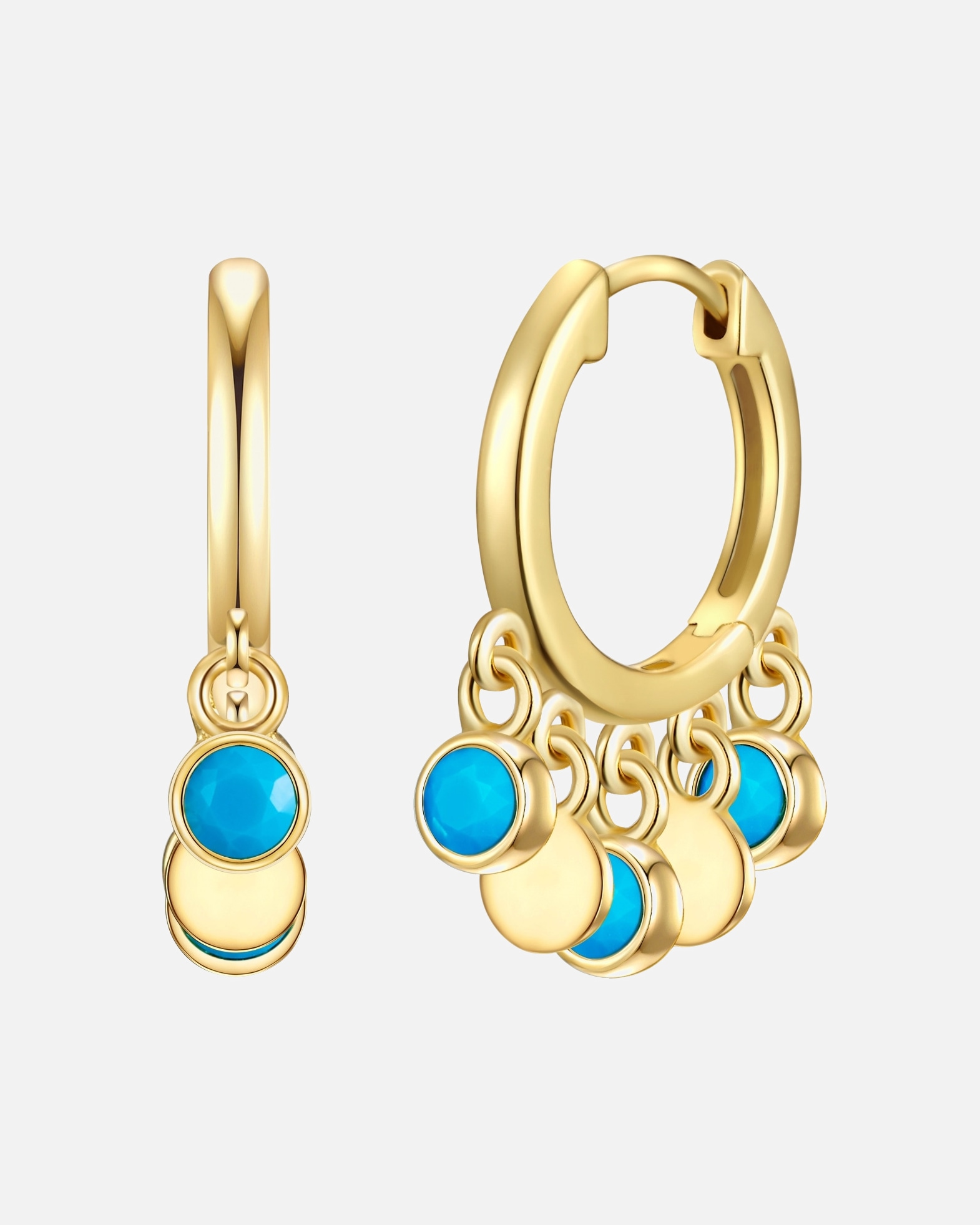 Boucle d'oreilles for FemmeGlanzstücke MünchenCréoles en argent Argent sterling Turquoise en Or jaune21,4 mm