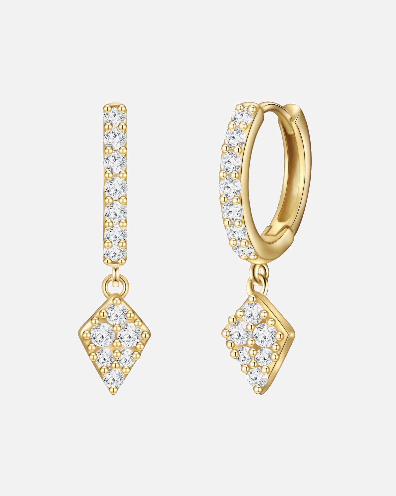 Créoles for FemmeCréoles en argent Losange Argent sterling Oxyde de zirconium (CZ) en Or jaune8,5 mm