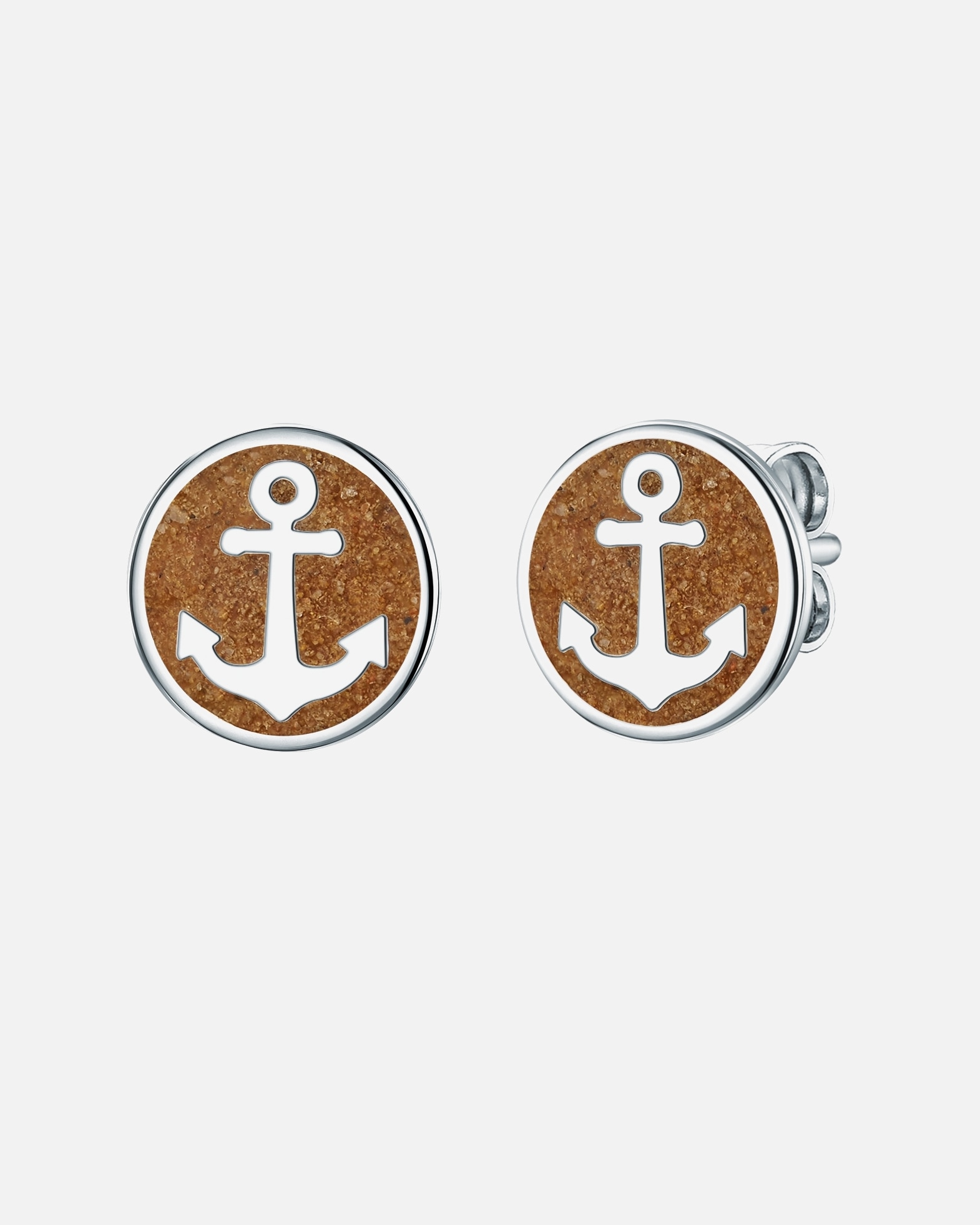 Boucle d'oreilles for FemmeStrandglückPuces d'oreilles en argent Ancre Argent sterling Sable en Argent9,8 mm