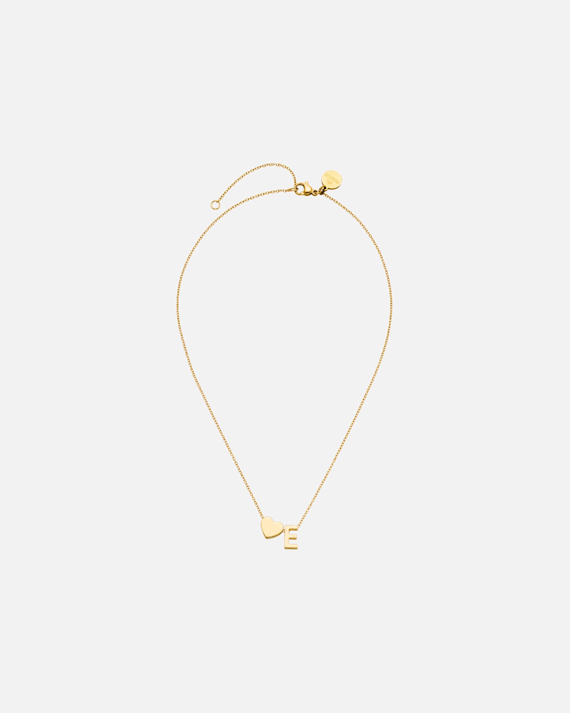 Collier for UnisexePureleiLetter Heart E Chaîne 100% acier inoxydableOr