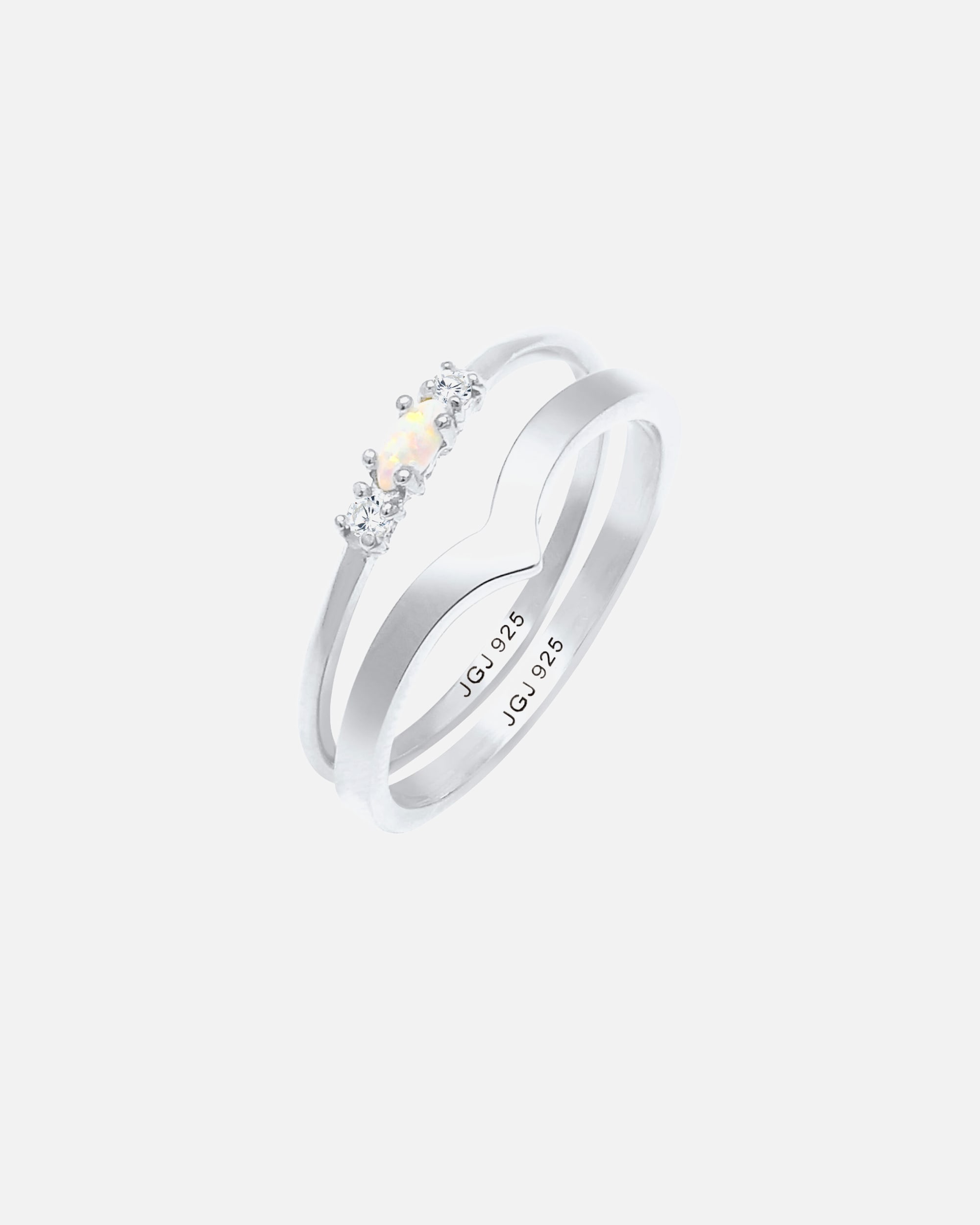 Ring für Weiblich Elli Set Marquise Opal Zirkonia Dreieck 925 Silber 56