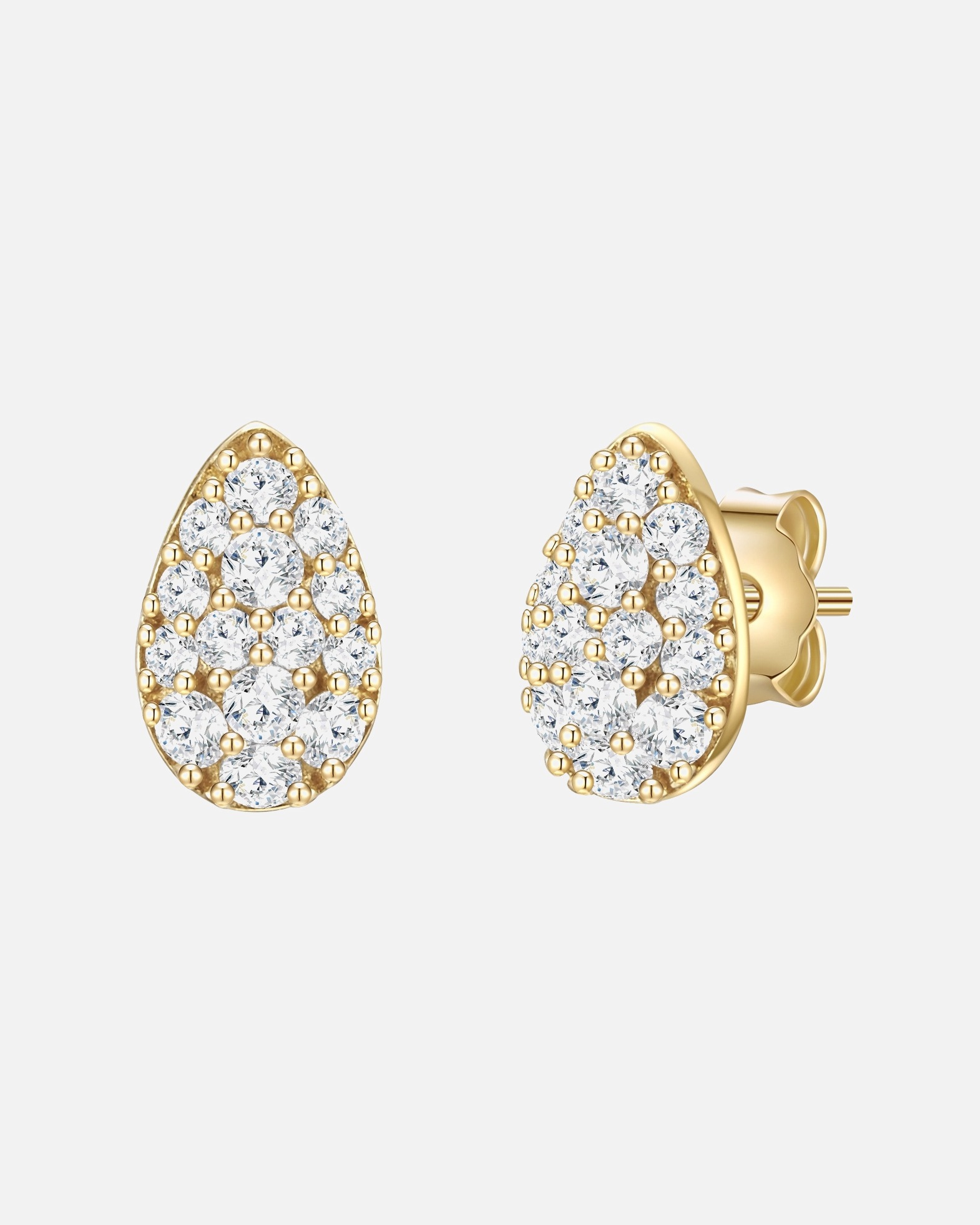 Boucle d'oreilles for FemmePuces d'oreilles en argent Goutte Argent sterling Oxyde de zirconium (CZ) en Or jaune8,0 mm