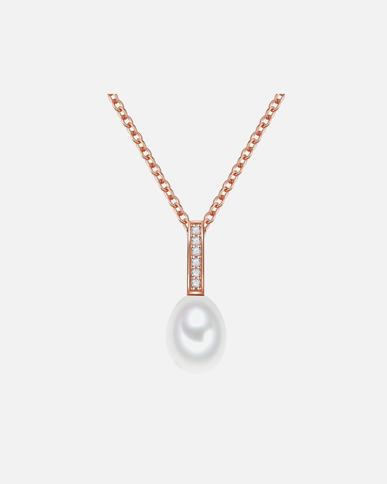 Collier for FemmeCollier en argent Argent sterling Oxyde de zirconium (CZ) Perle de culture d'eau douce en Or rose42,0 cm Basiskette + 7,0 cm Verlängerung