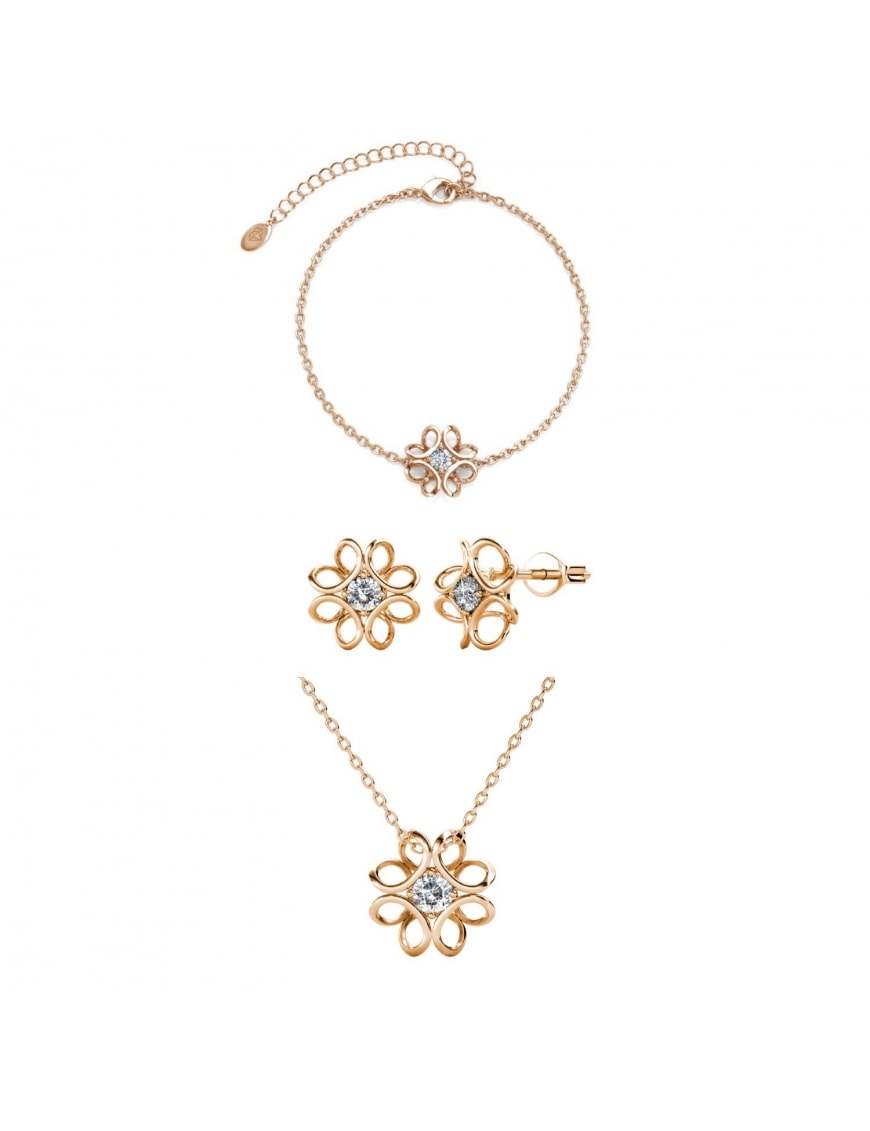Schmuckset Daffodil 3 bijoux, Cristal d'autriche - Roségold - 12.2 mm