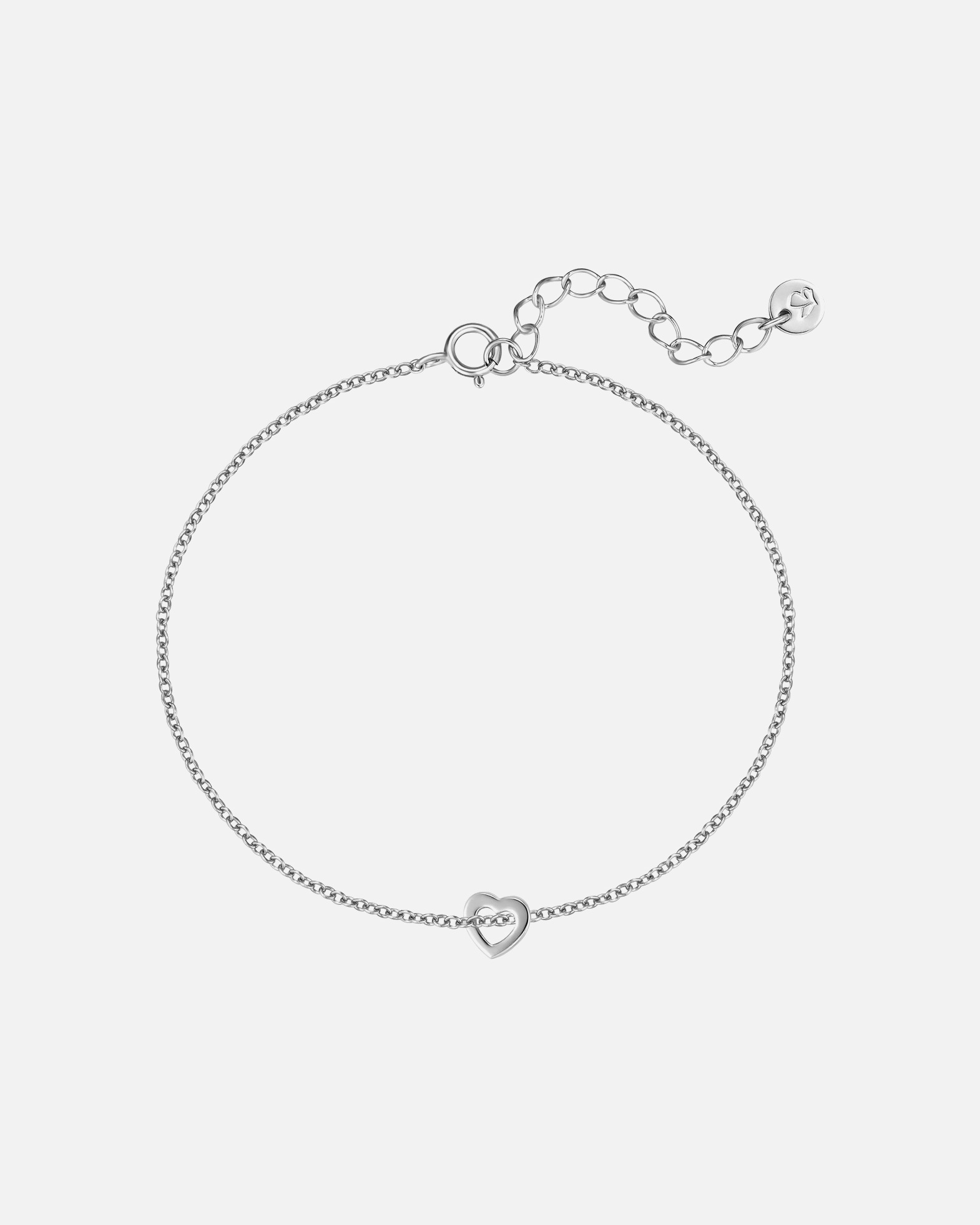 Armband für Weiblich Armband Herz aus Sterling Silber in silber 17,0 cm Basislänge + 3,0 cm Verlängerung