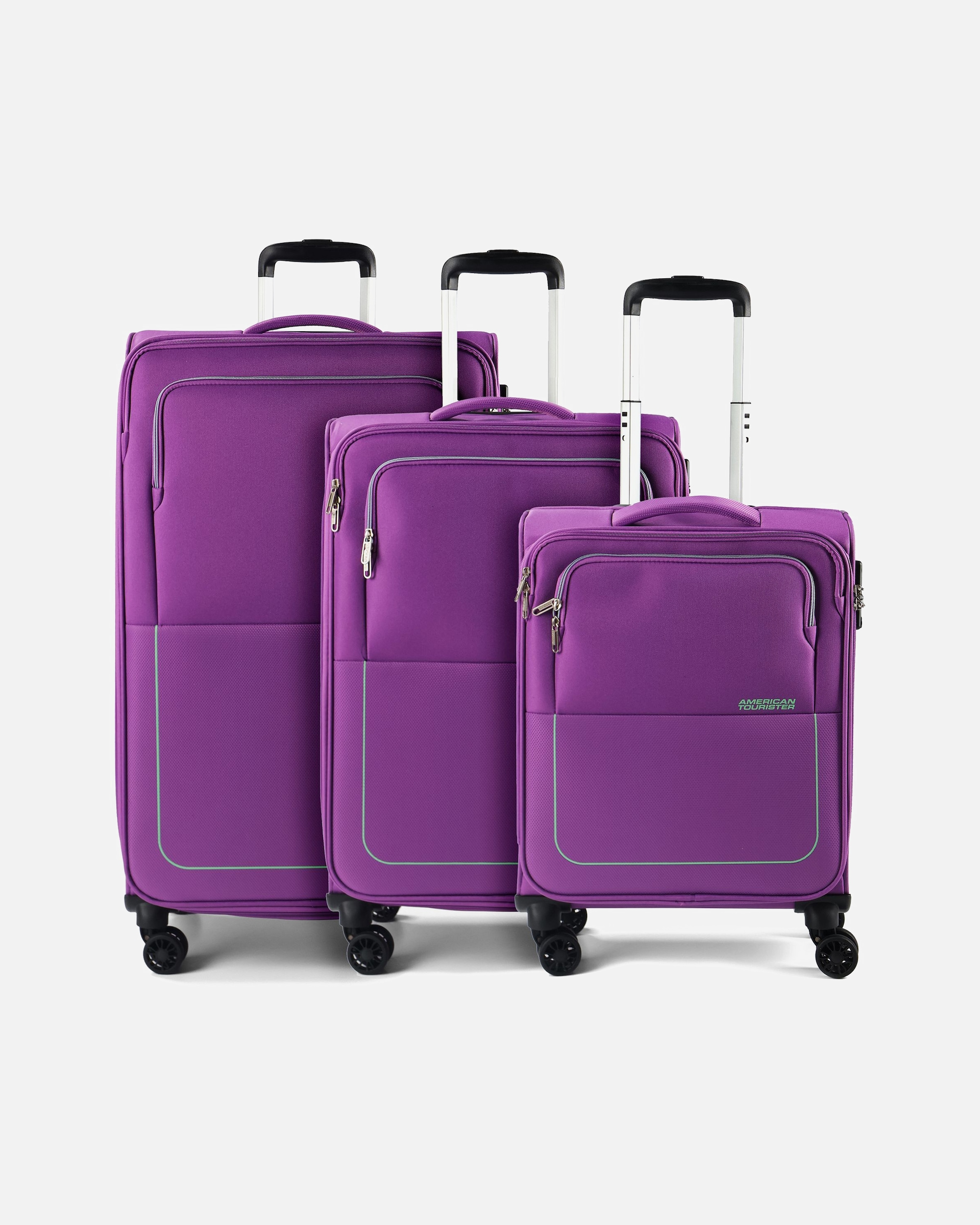 Valise trolley for HommeAmerican TouristerAir Wave 4 roulettes Set de valises 3 pièces avec soufflet d'extensionpurple-aqua