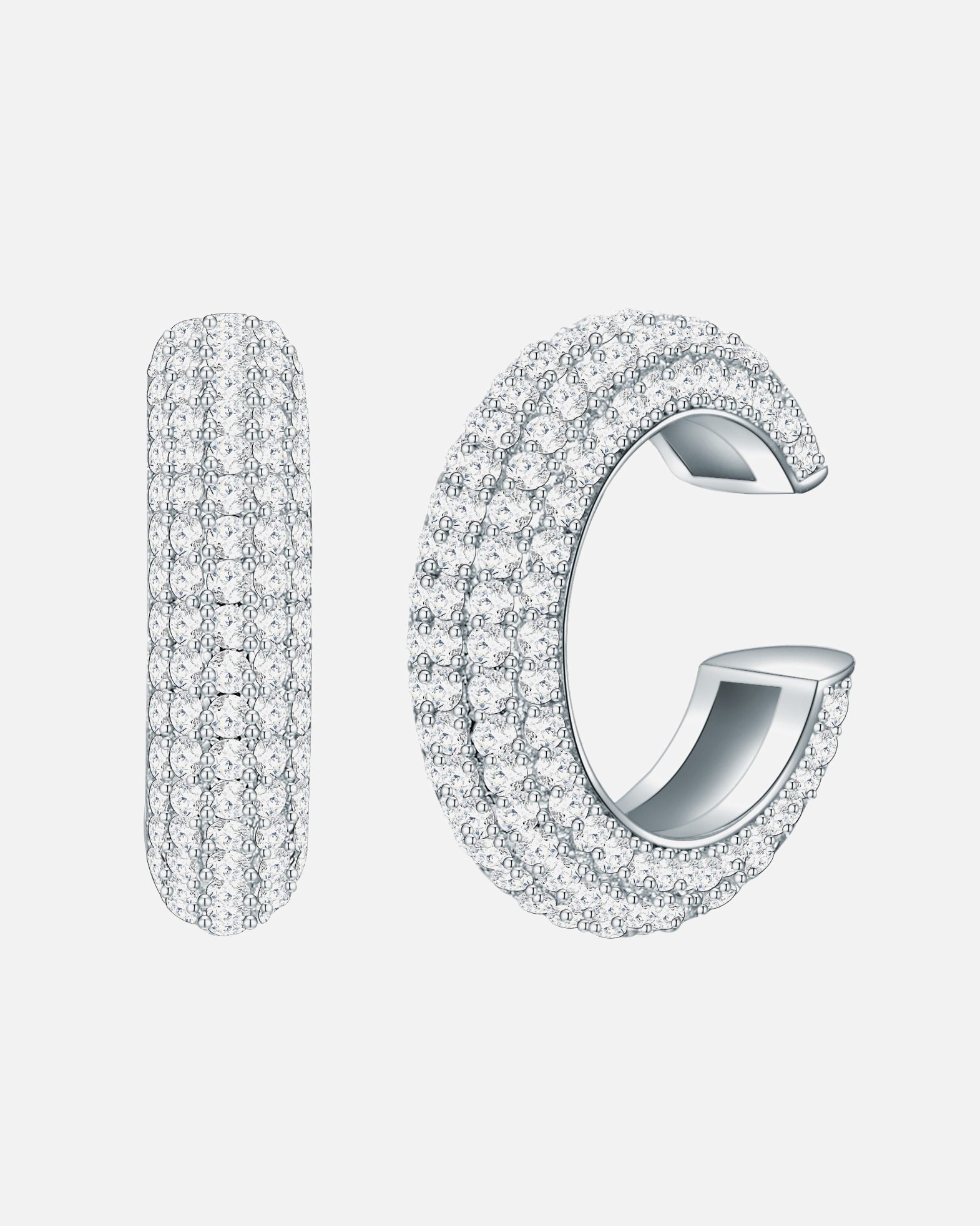 Boucle d'oreilles for FemmeManchette d'oreille tendance Laiton Oxyde de zirconium (CZ) en Argent19,0 mm