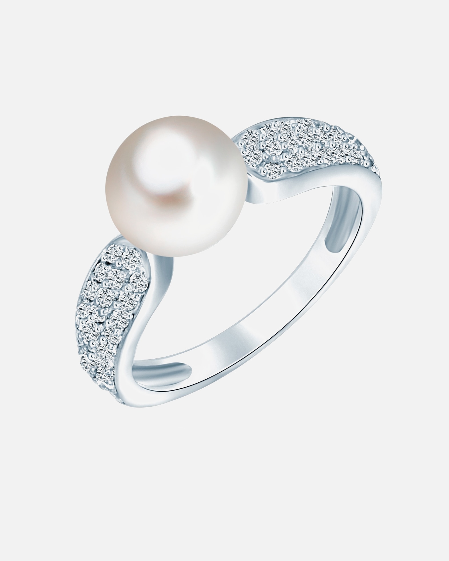Bague for FemmeValero PearlsBague Argent sterling Oxyde de zirconium (CZ) Perle de culture d'eau douce en Argent54