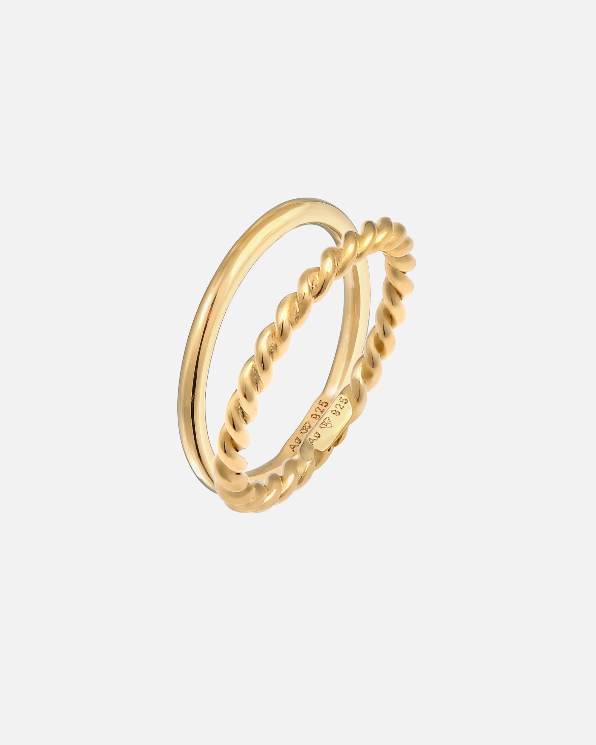 Ring für Weiblich Elli Basic Twisted 2er Set 925 Silber 56