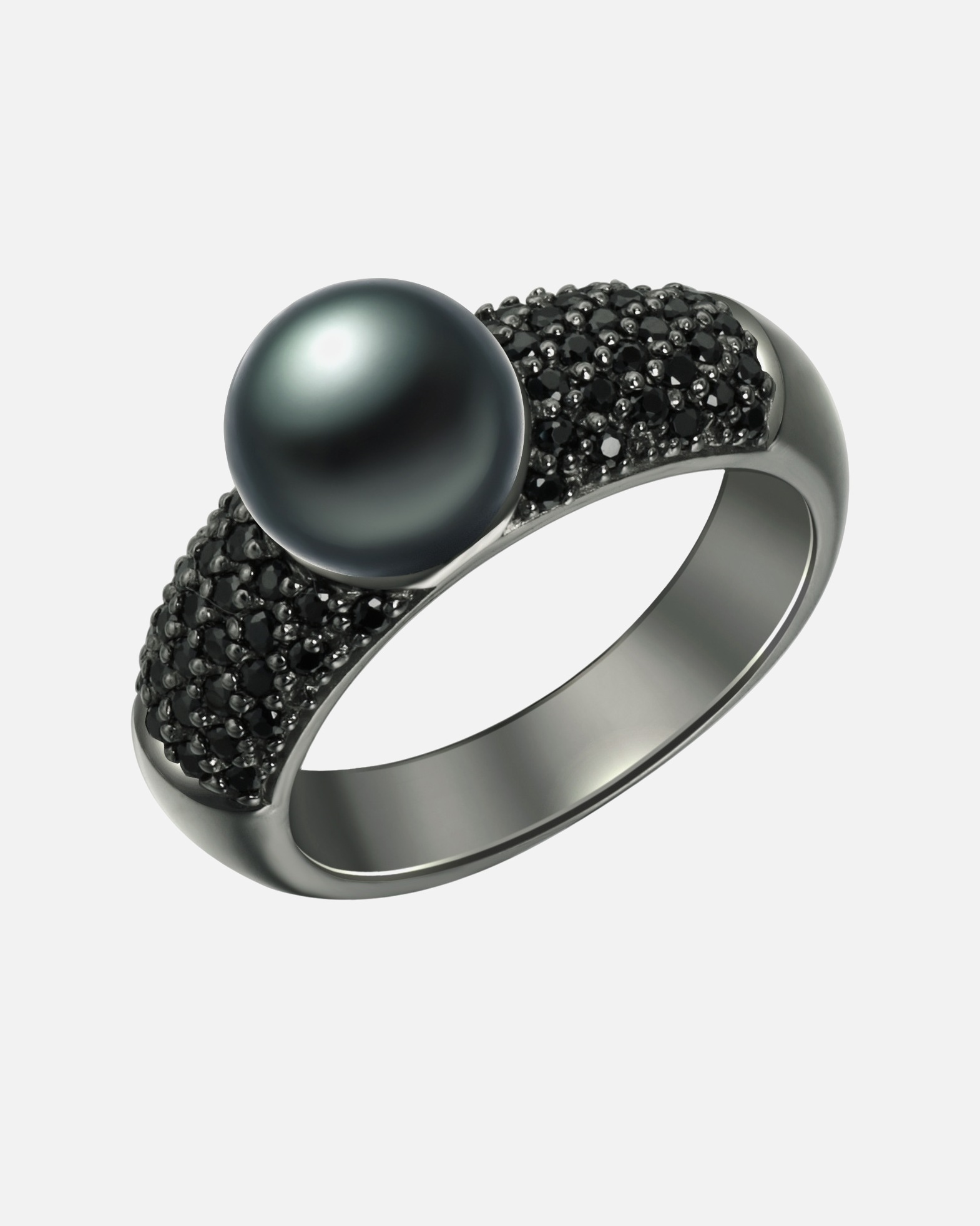 Bague for FemmeBague Argent sterling Oxyde de zirconium (CZ) Perle de culture d'eau douce en Noir60
