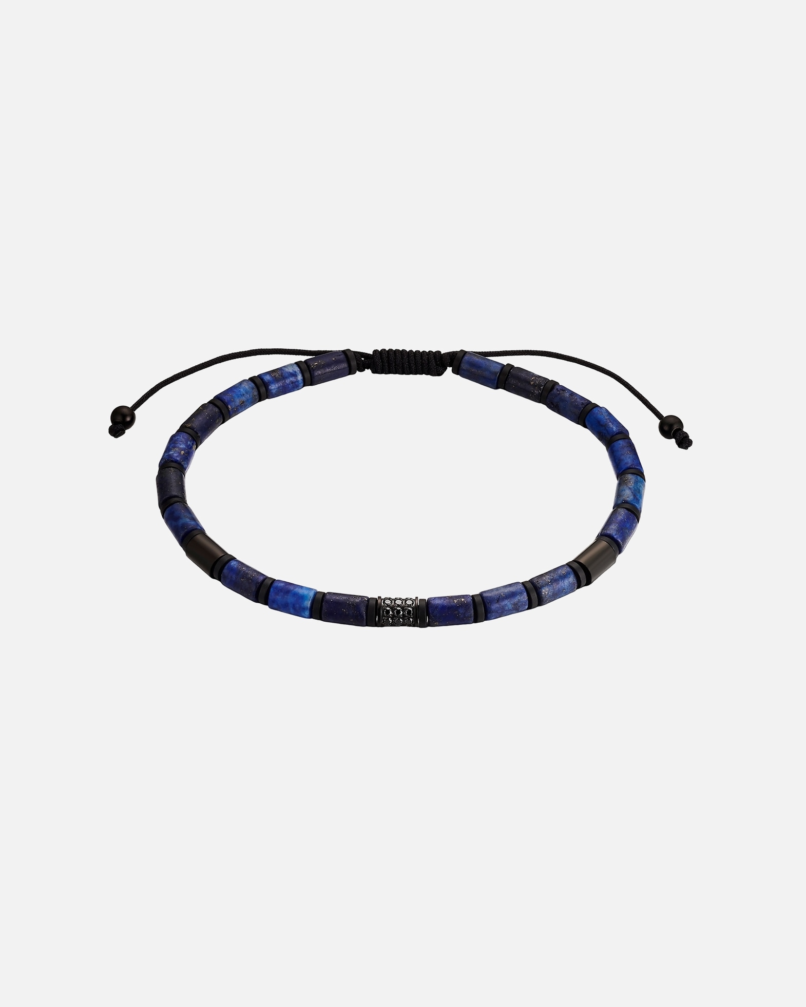 Bracelet for HommeTrue RebelsBracelet en acier inoxydable en noir avec hématite et lapis-lazuli19,0 - 23,0 cm, flexibel einstellbar