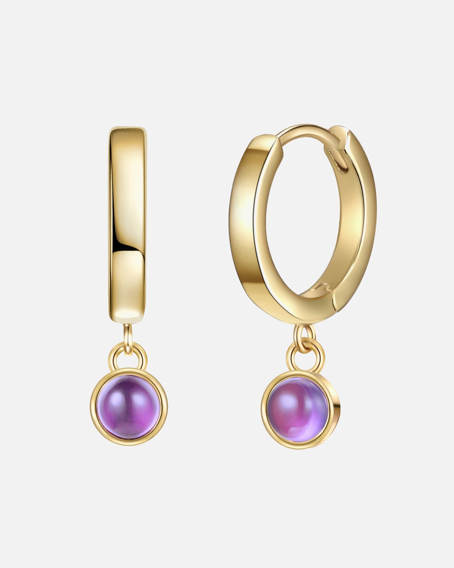 Boucle d'oreilles for FemmeCréoles en argent Argent sterling Améthyste en Or jaune16,6 mm