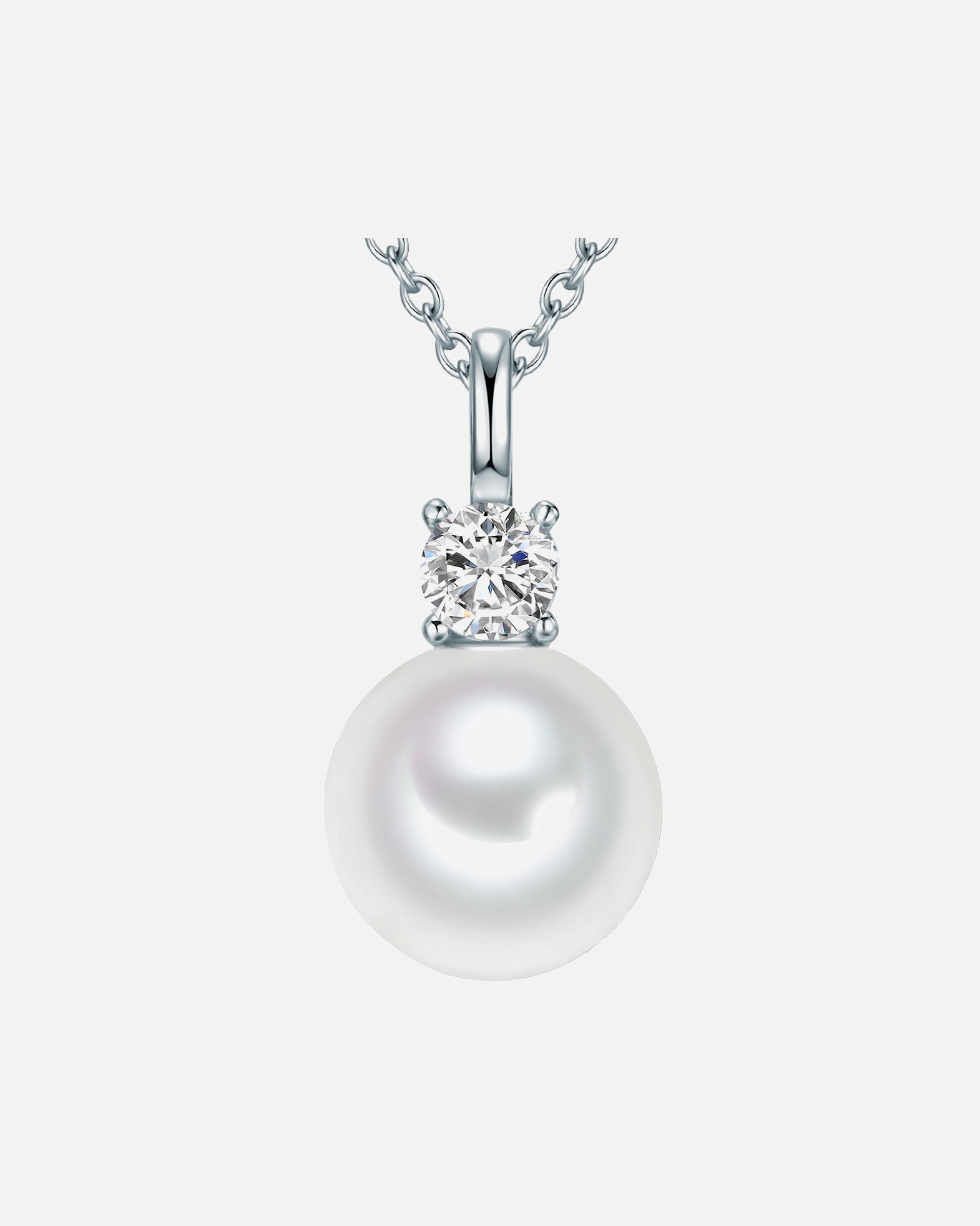 Collier for FemmeLulu & JaneChaîne Argent sterling Oxyde de zirconium (CZ) Perles organiques en Argent45 cm + 5 cm