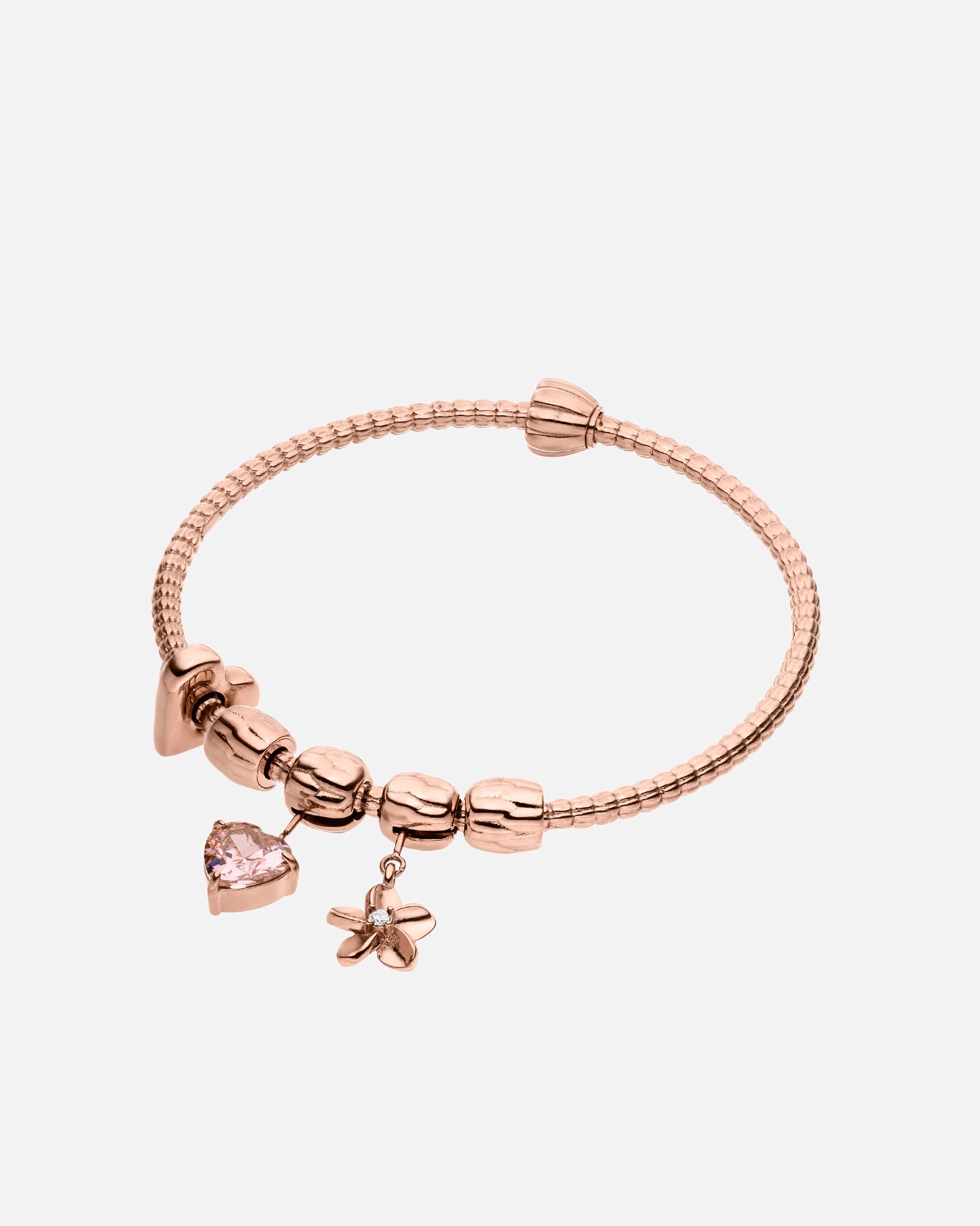 Bracelet for UnisexePureleiLEI Glitter Heart S-M Set de bracelets rigides 100% acier inoxydableOr Rose
