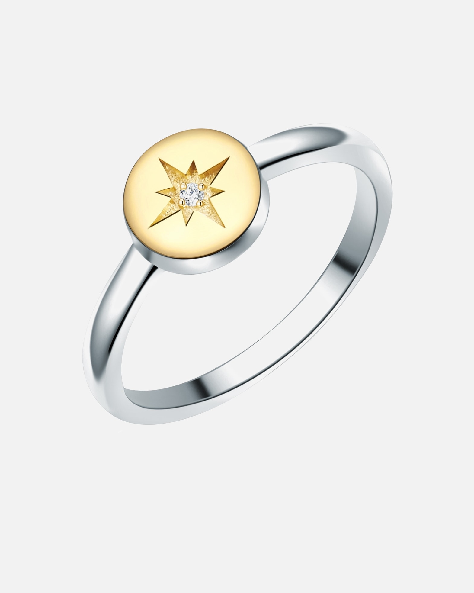 Ring für Weiblich Lulu & Jane Diamant-Ring Sterling Silber Diamant in Silber/Gelbgold 52