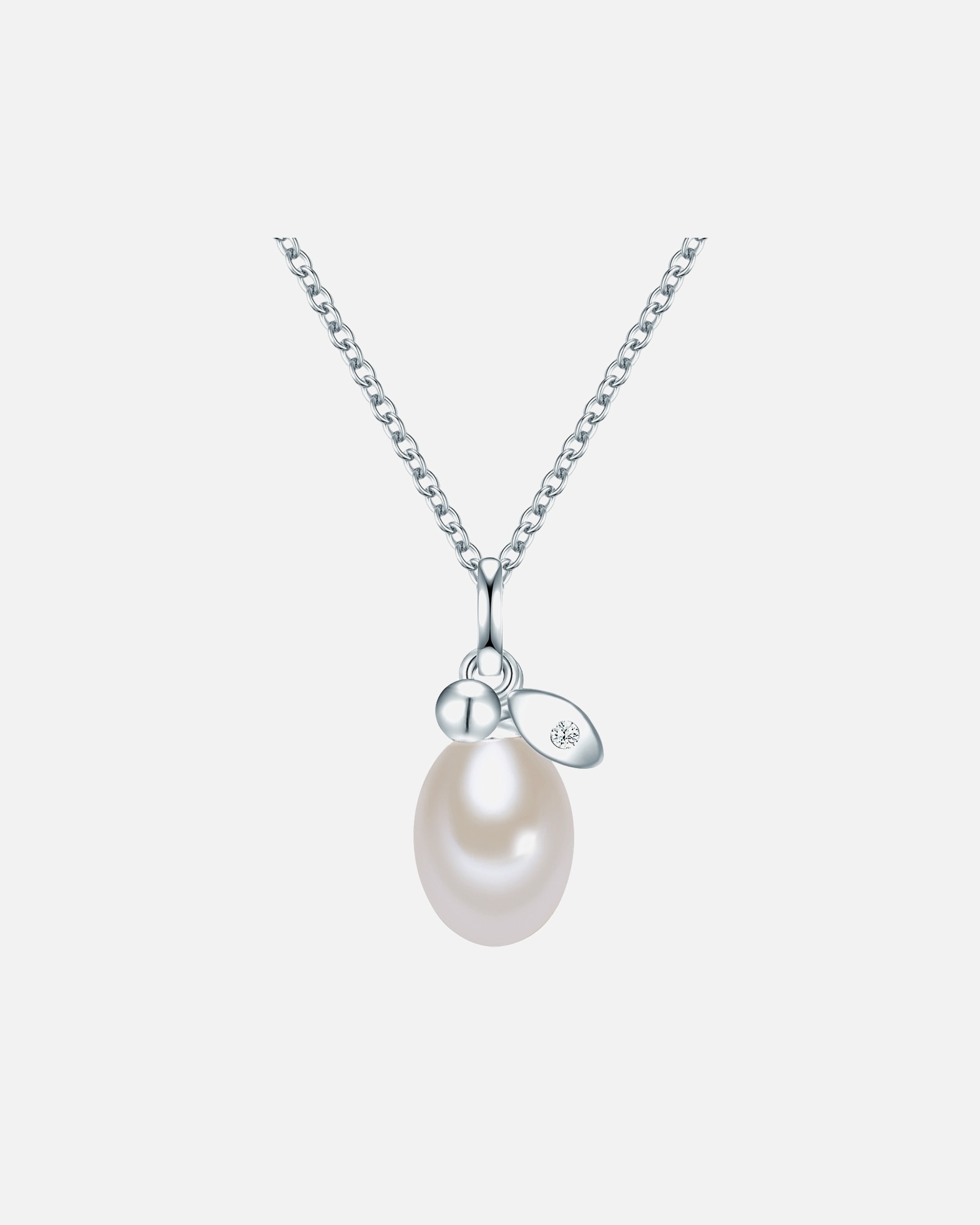 Collier for FemmeValero PearlsCollier en argent Argent sterling Oxyde de zirconium (CZ) Perle de culture d'eau douce en Argent42,0 cm Basiskette + 5,0 cm Verlängerung