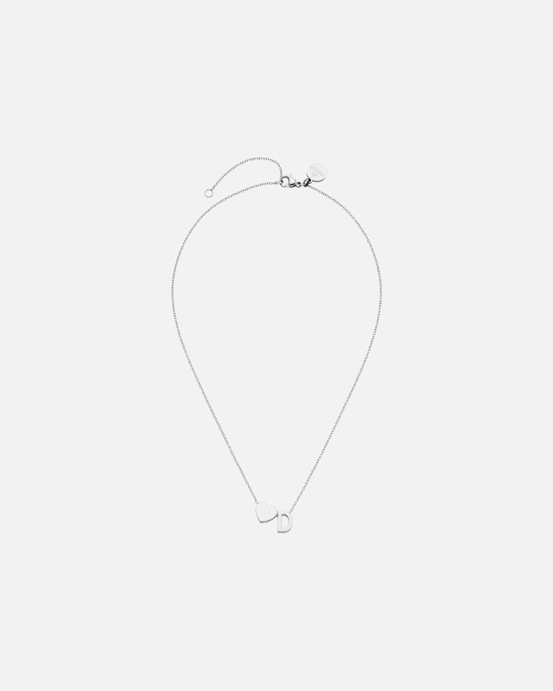 Collier for UnisexePureleiLetter Heart D Chaîne 100% acier inoxydableArgent