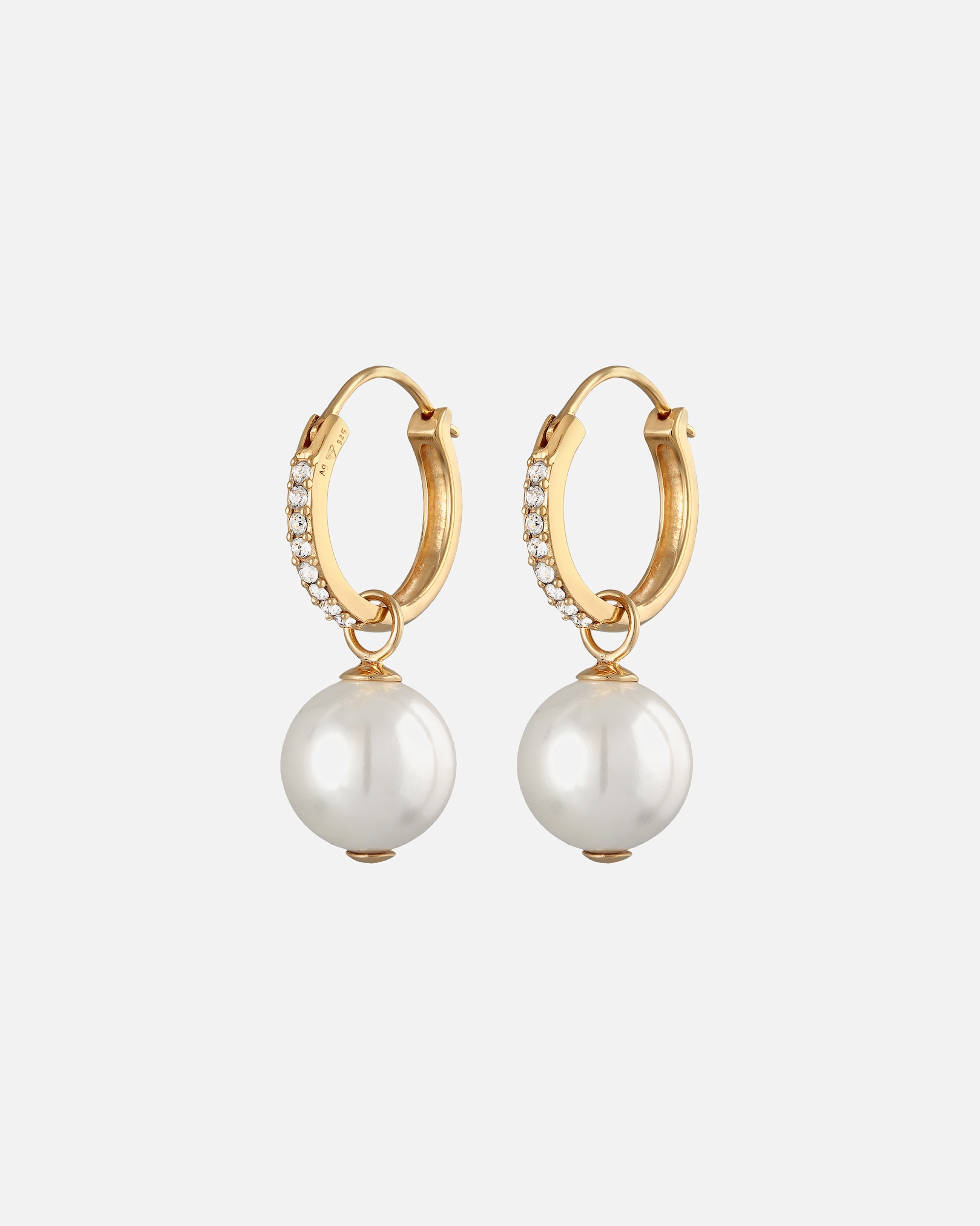 Boucle d'oreilles for FemmeElliFemmes Créoles étincelantes avec perles de coquillage et cristaux en argent sterling 925 Plaqué orgoldfarben