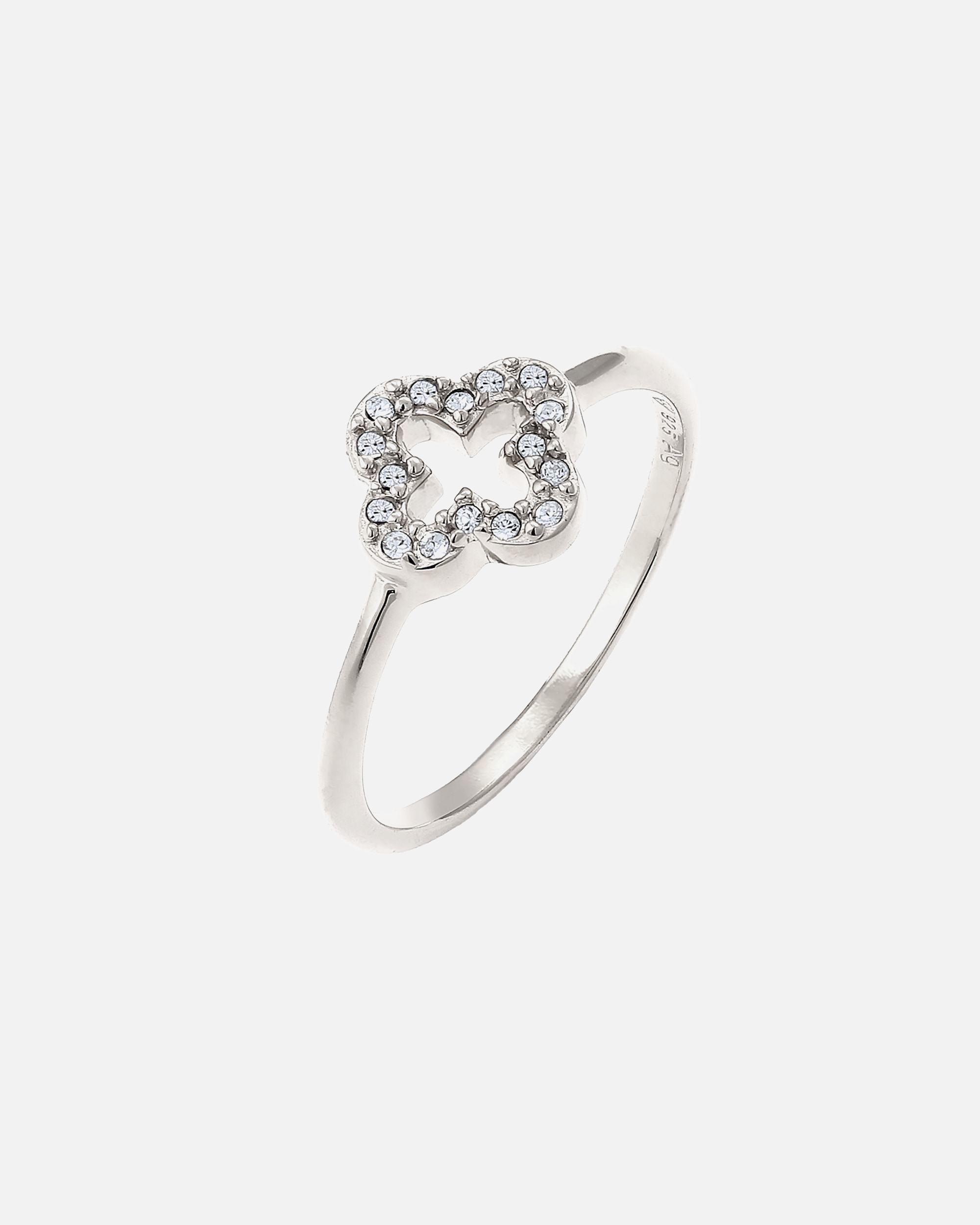 Ring für Weiblich Elli Kleeblatt Weiß 925 Sterling Silber, mit Kristallen von Swarovski® 56