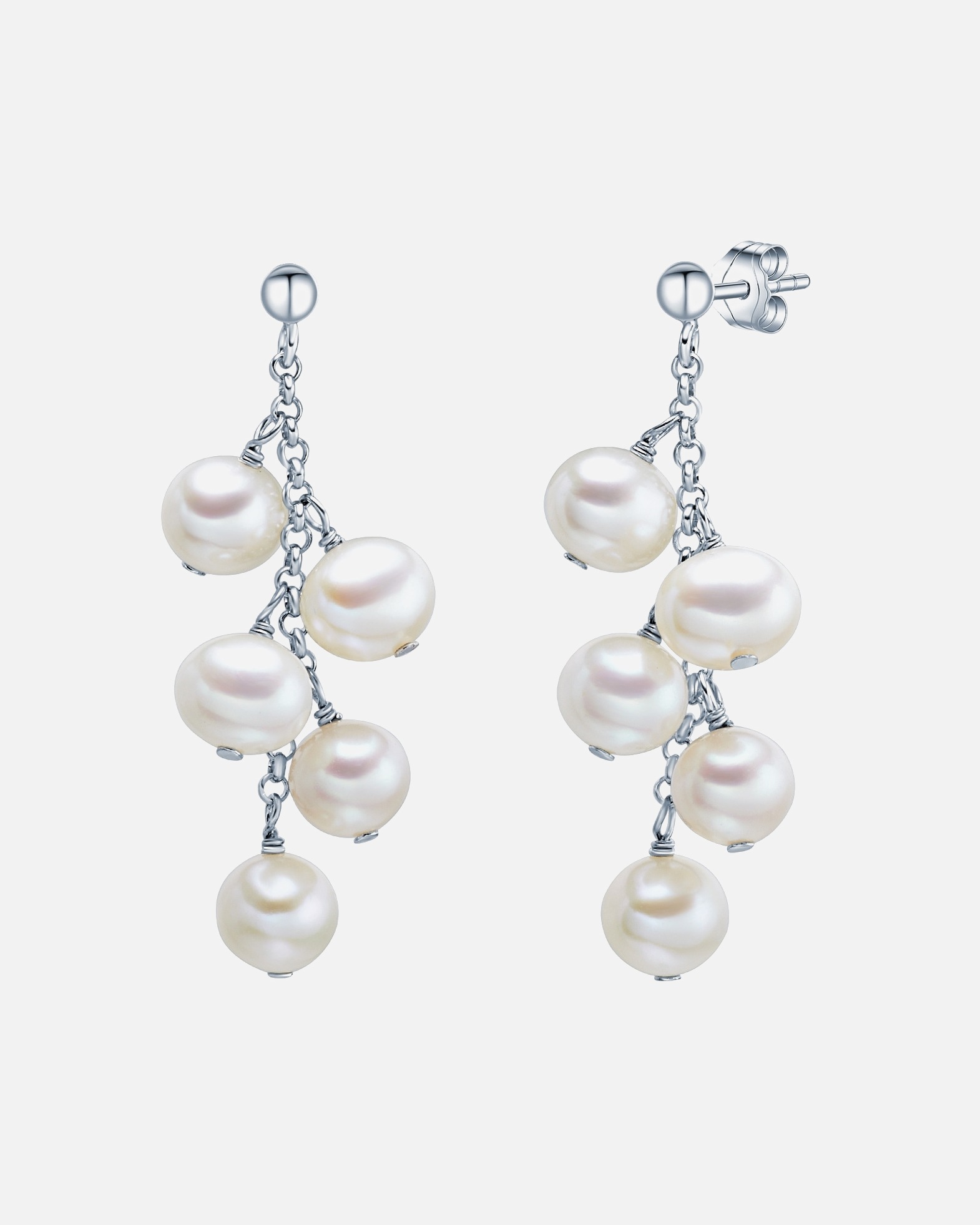 Boucle d'oreilles for FemmePuce d'oreille en perle Argent sterling Perle de culture d'eau douce en Argent40,5 mm