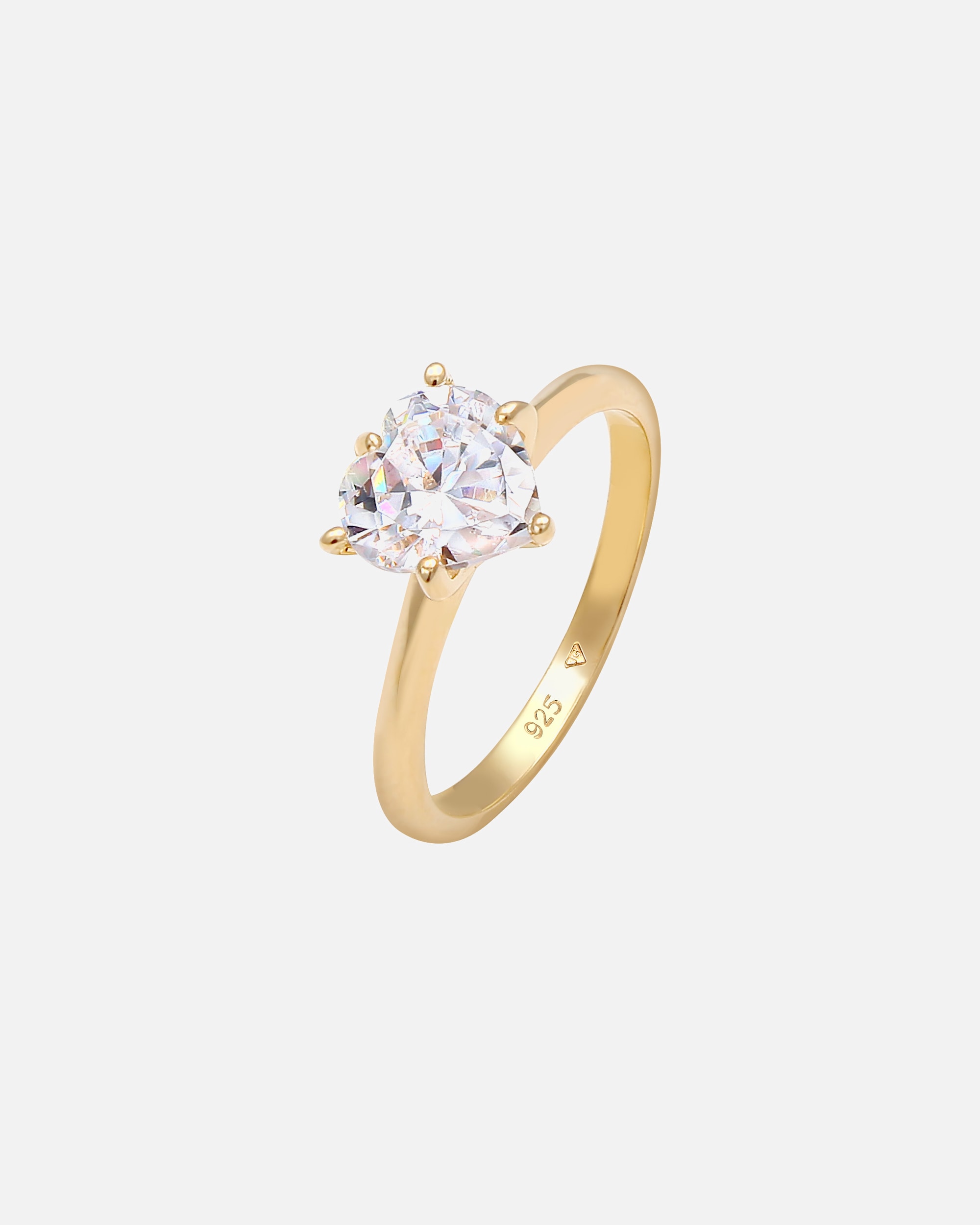 Ring für Weiblich Elli Herz Zirkonia Verlobungsring Solitär 925 Silber 58